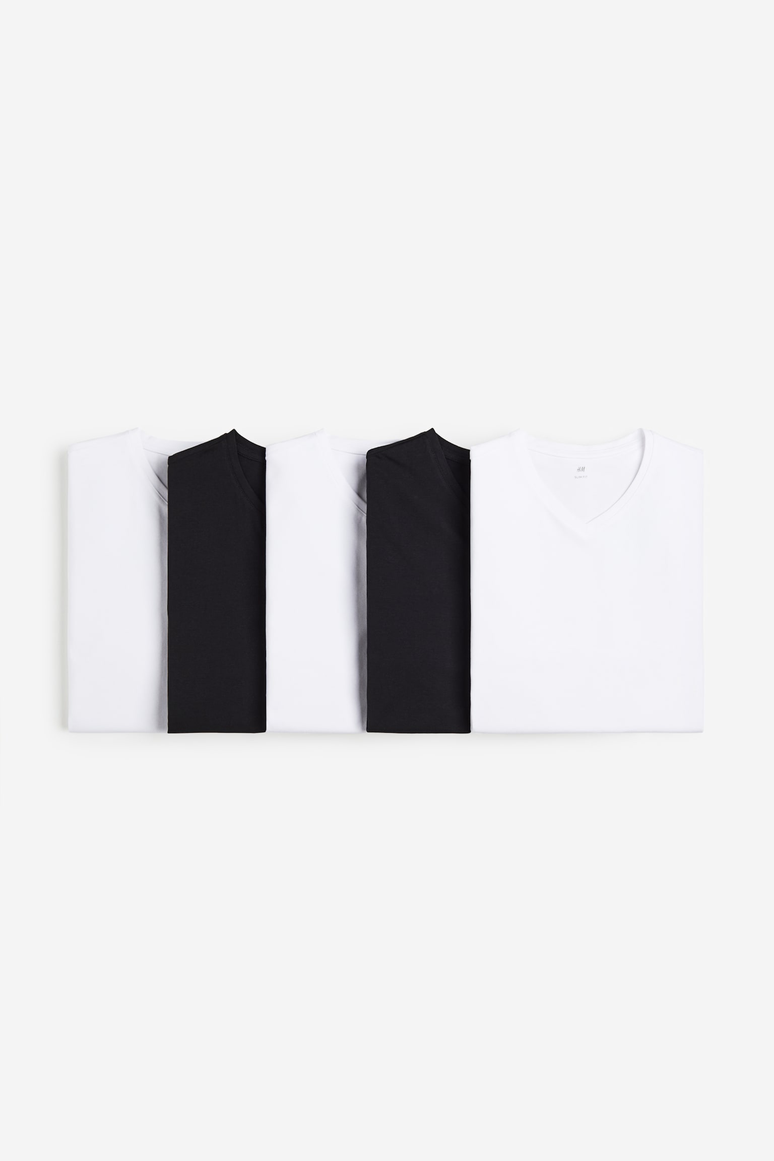 5-pack Slim Fit V-neck T-shirts - Black/White/White/Beige/Navy blue - 1