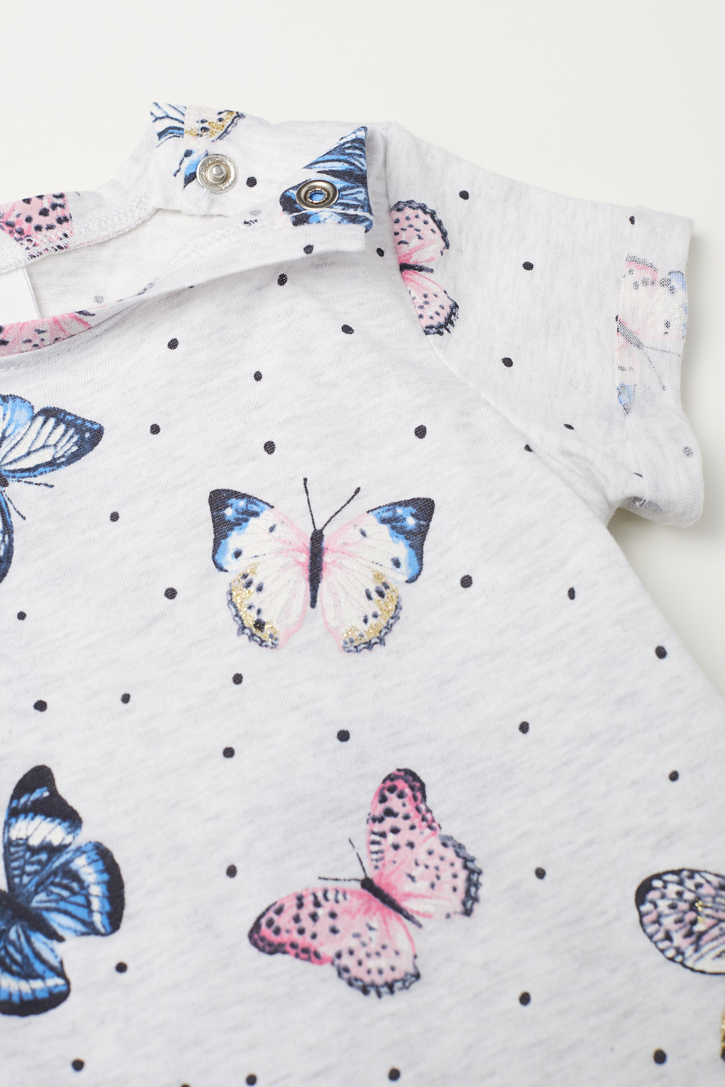 Printed jersey top - Light grey/Butterflies - Kids | H&M