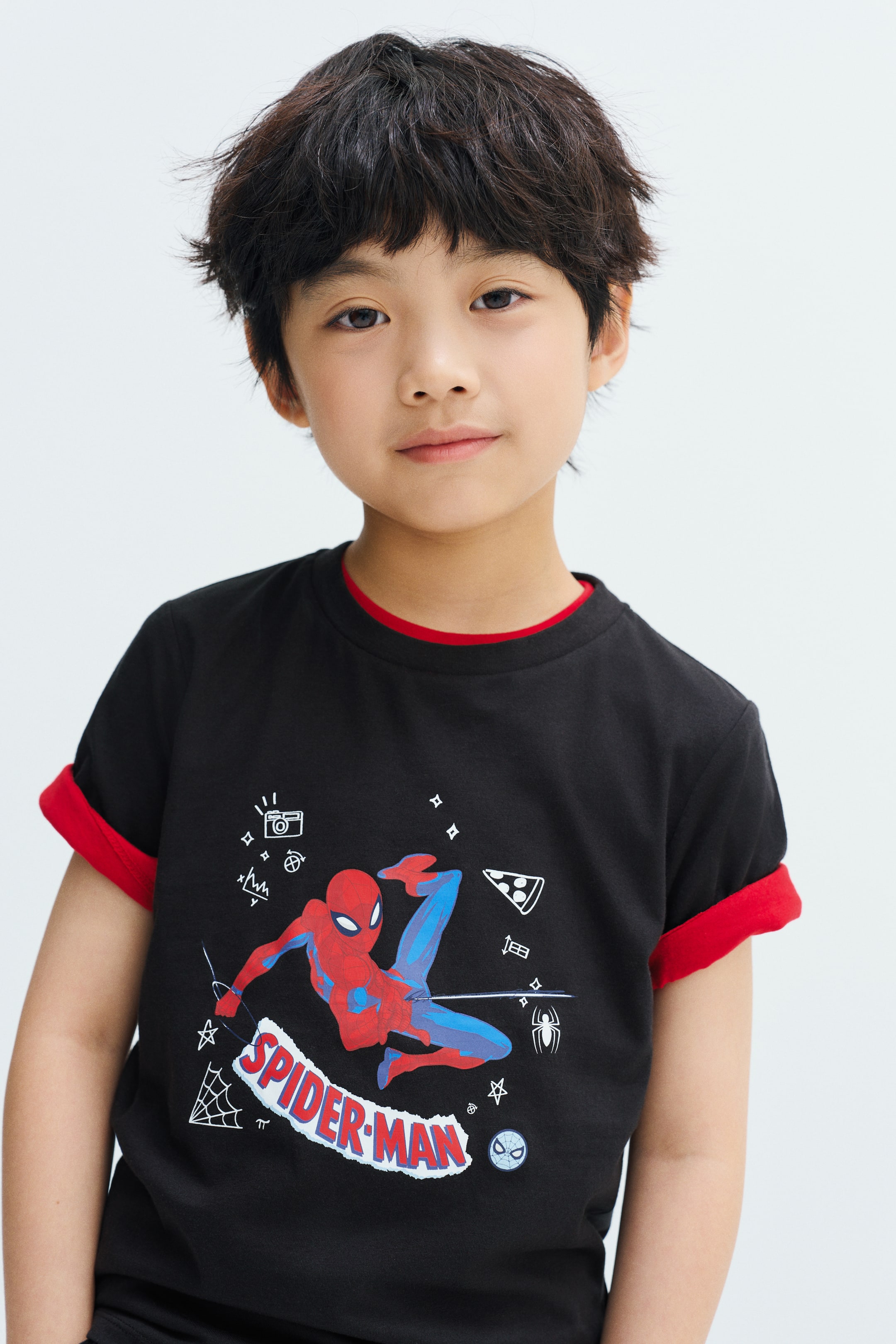 View larger image: Print-motif cotton T-shirt - Black/Spider-Man - Kids | H&M 1