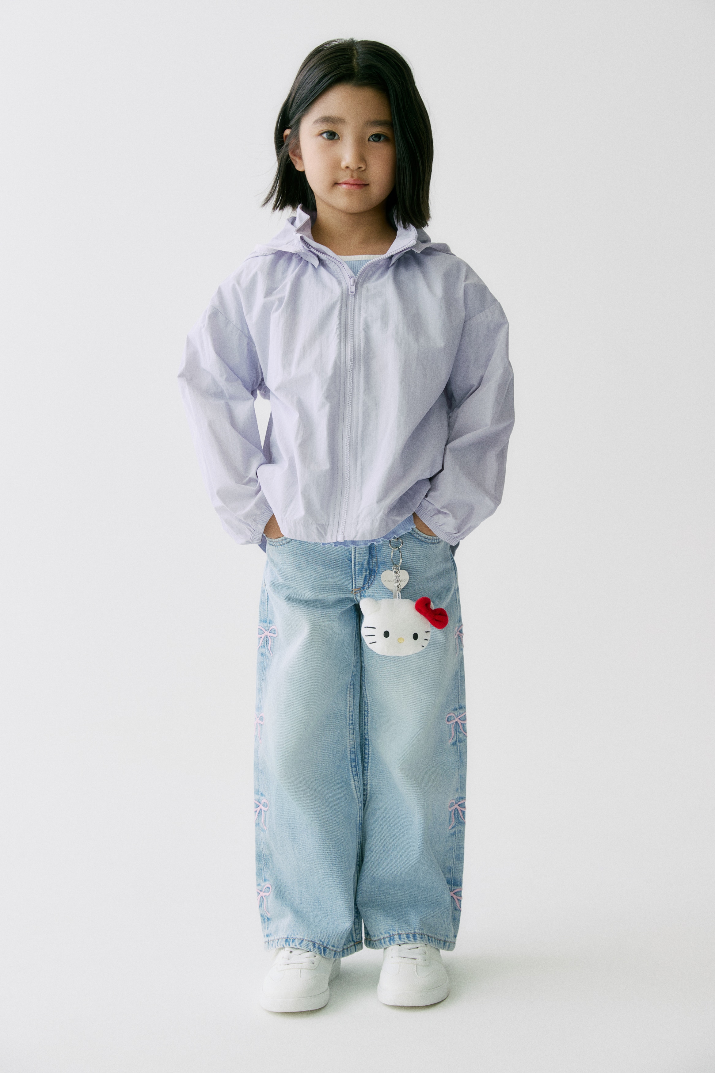 Áo gió có mũ - Màu tím nhạt/Màu ngọc lam nhạt