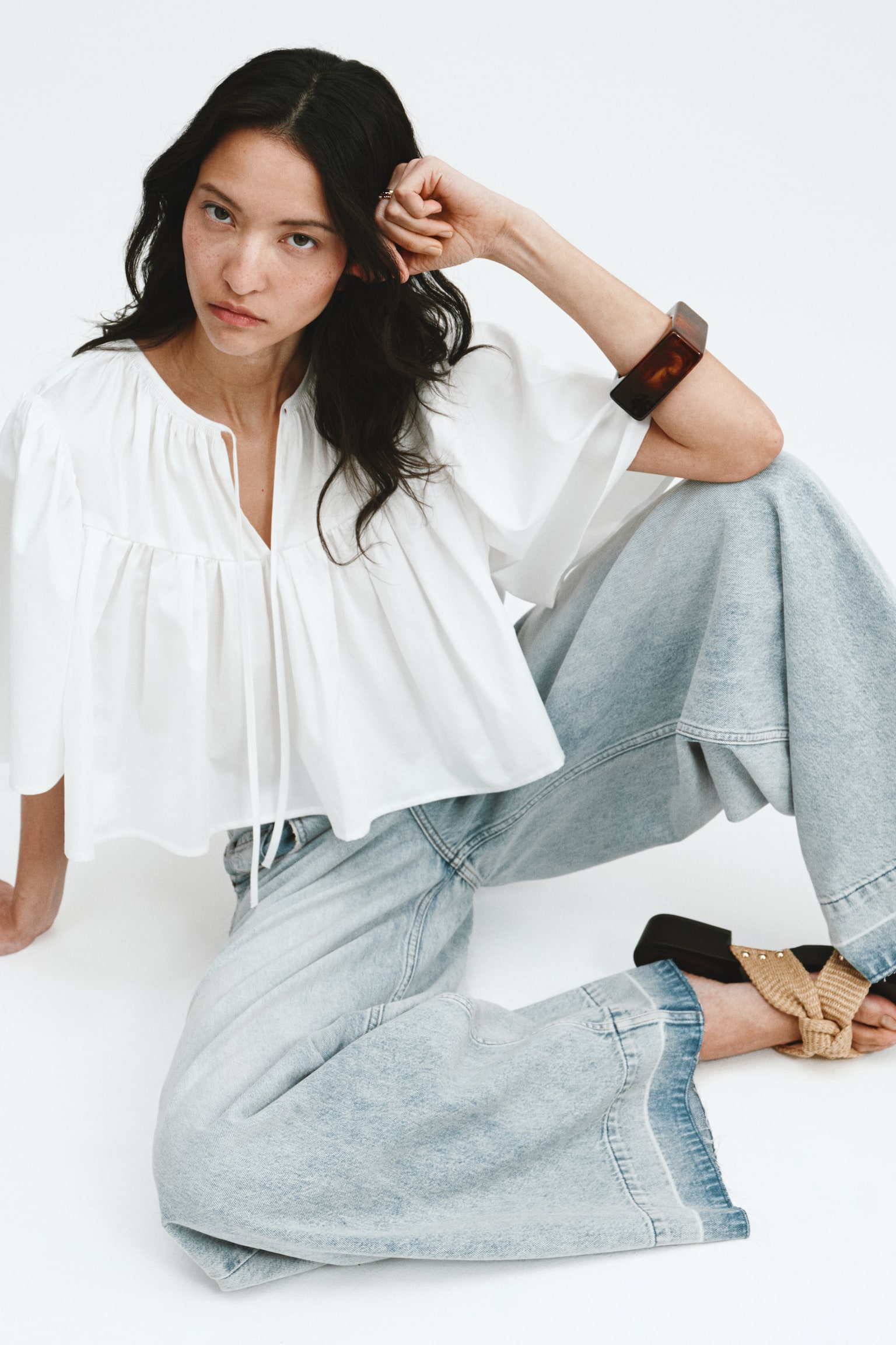 Cropped cotton blouse - White - 5