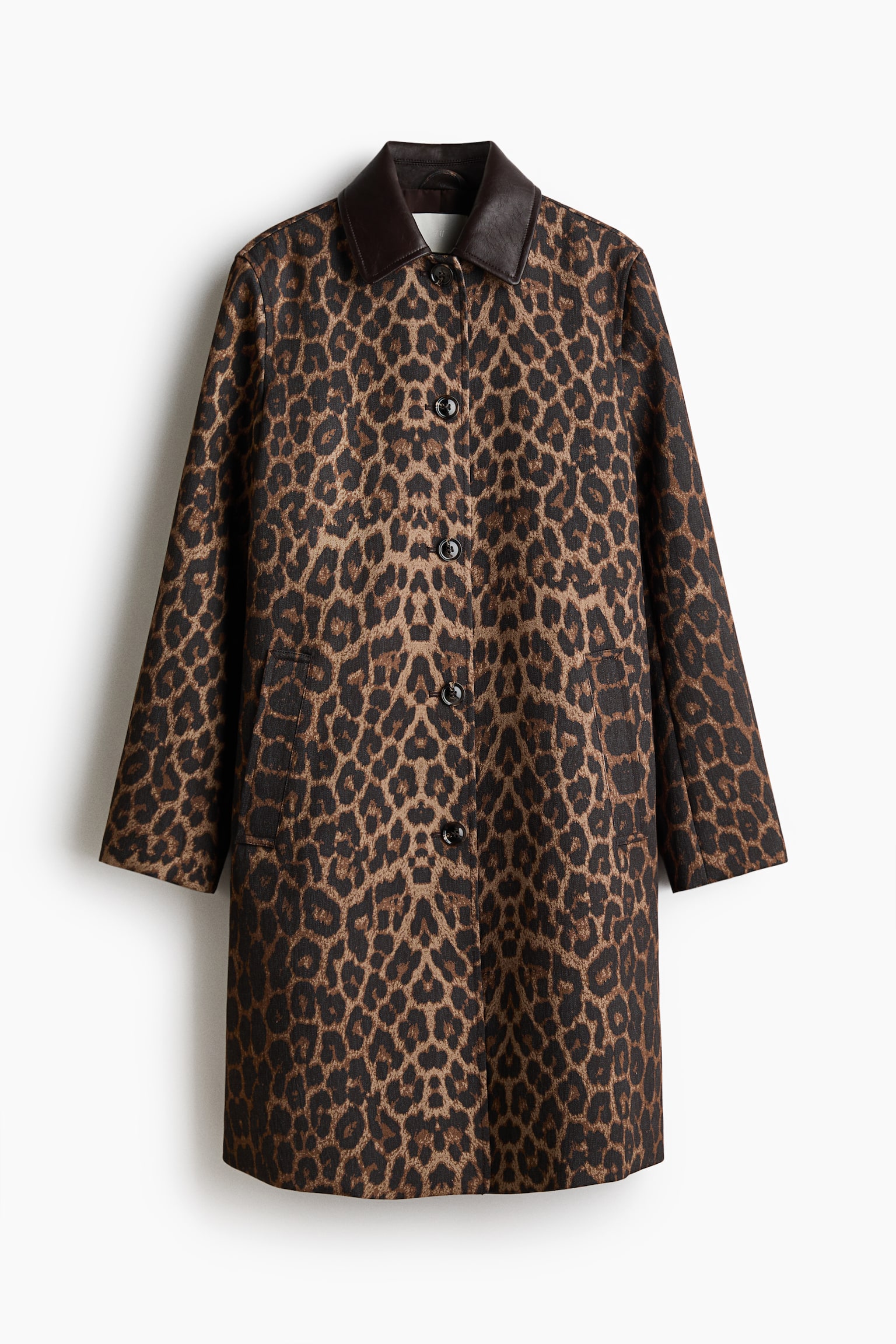 Twill Car Coat - Brown/leopard print