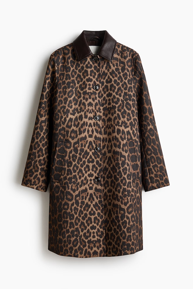 Abrigo sobretodo de sarga - Marrón/Estampado de leopardo - 1