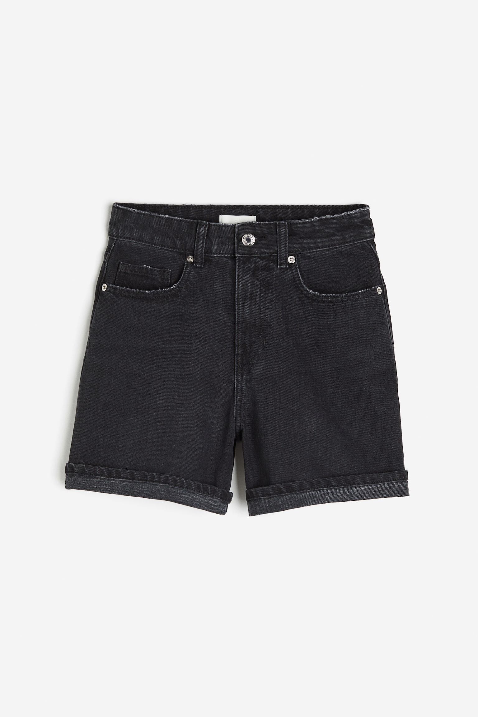 High denim shorts - Black/Washed out/Cream - 1