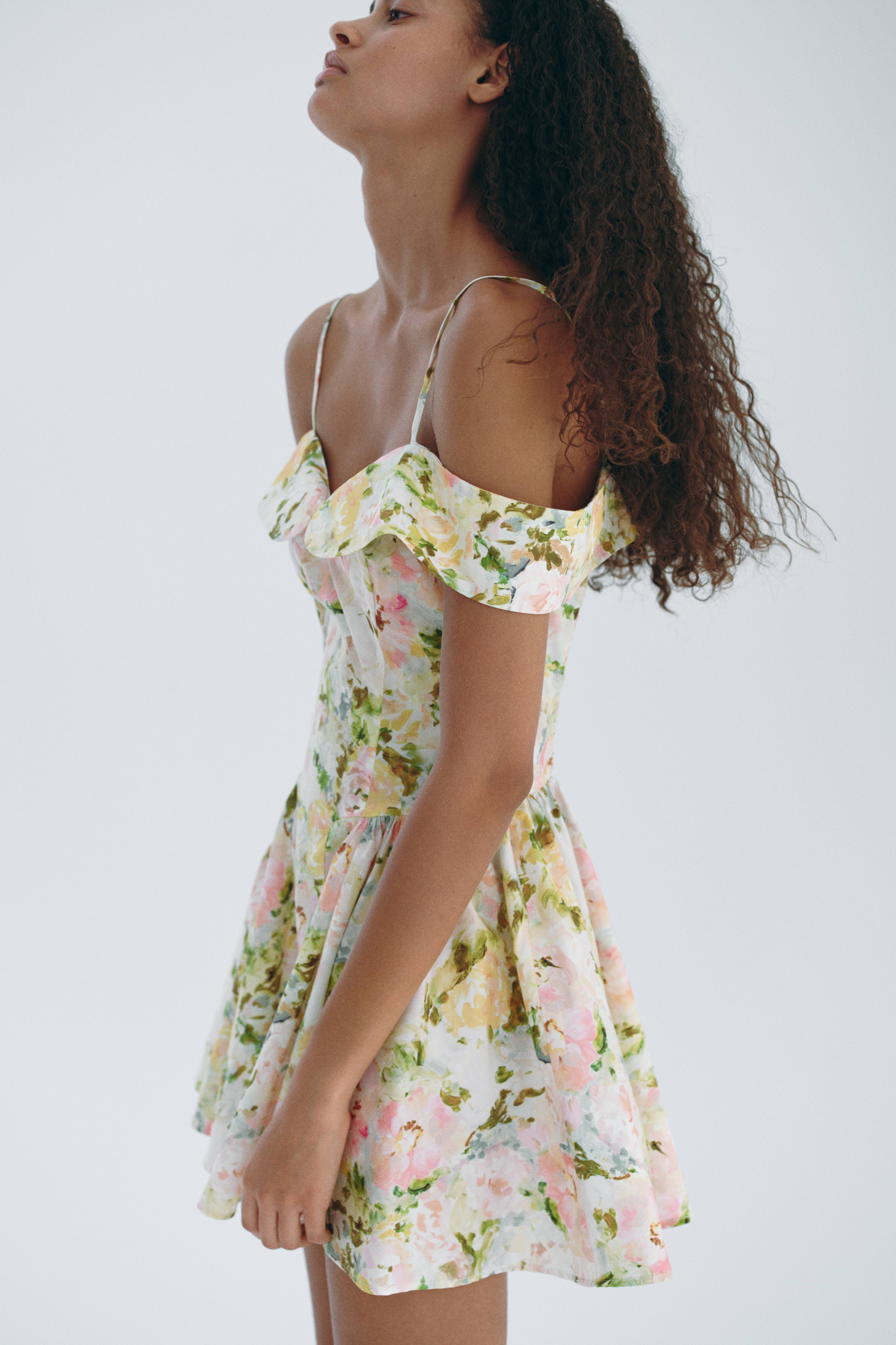 Open-Shoulder Poplin Dress