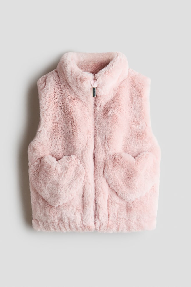 Fluffy gilet - Light pink/Hearts/Light beige - 1