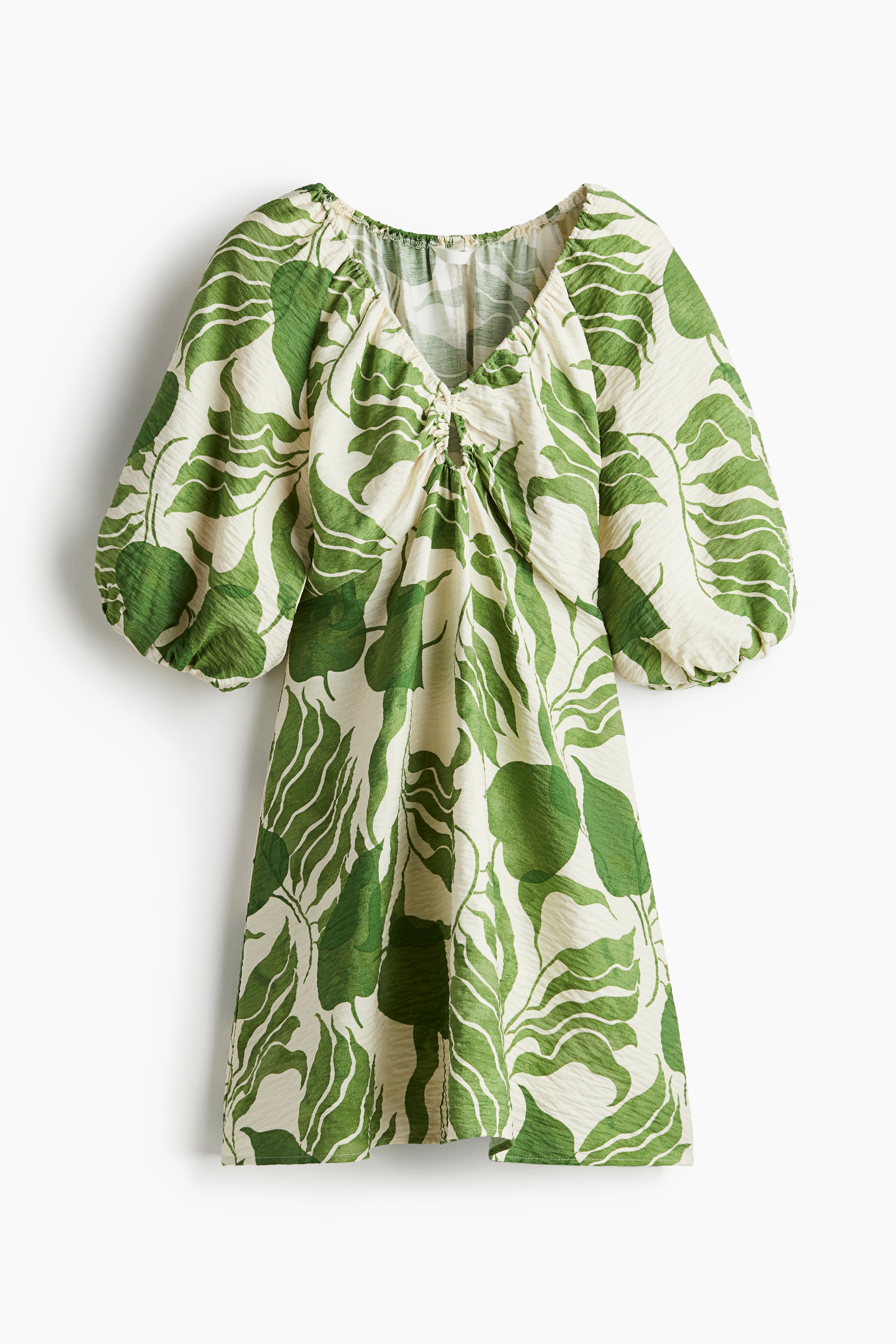 Crpe Mini Dress - White/green patterned