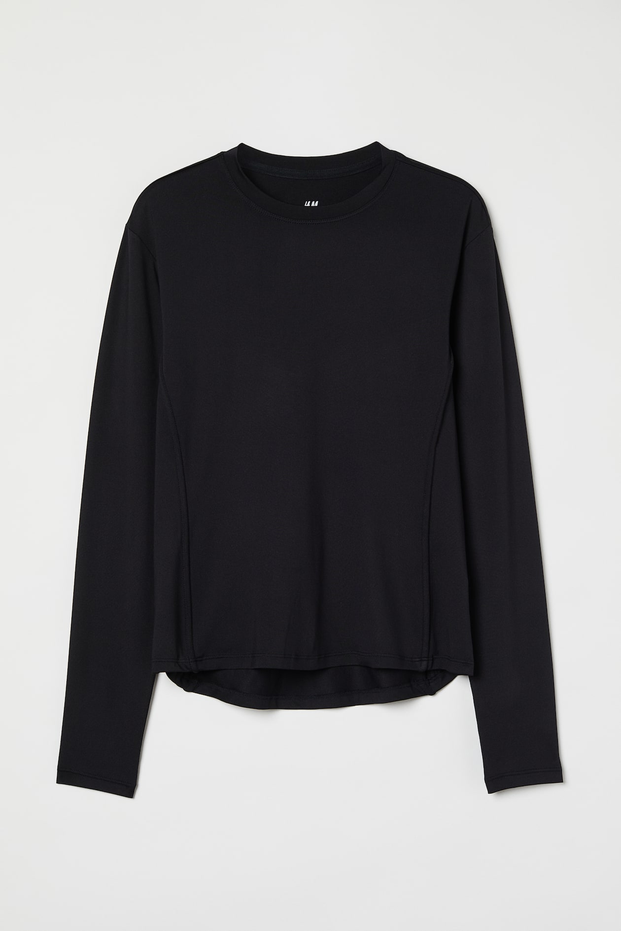 Sports Top - Round Neck - Long sleeve - Black - Ladies | H&M US