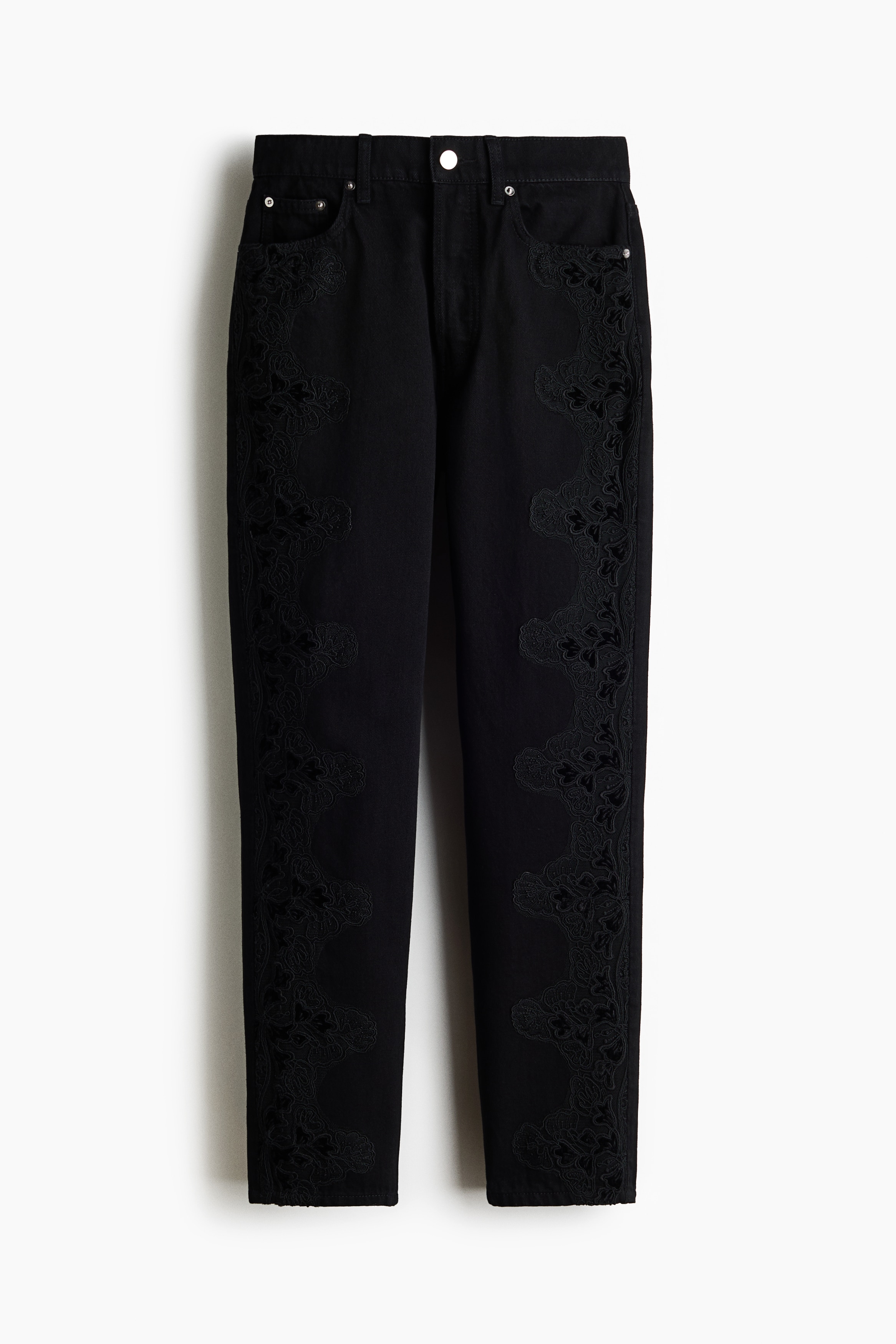 Straight Regular Waist Jeans - Crna