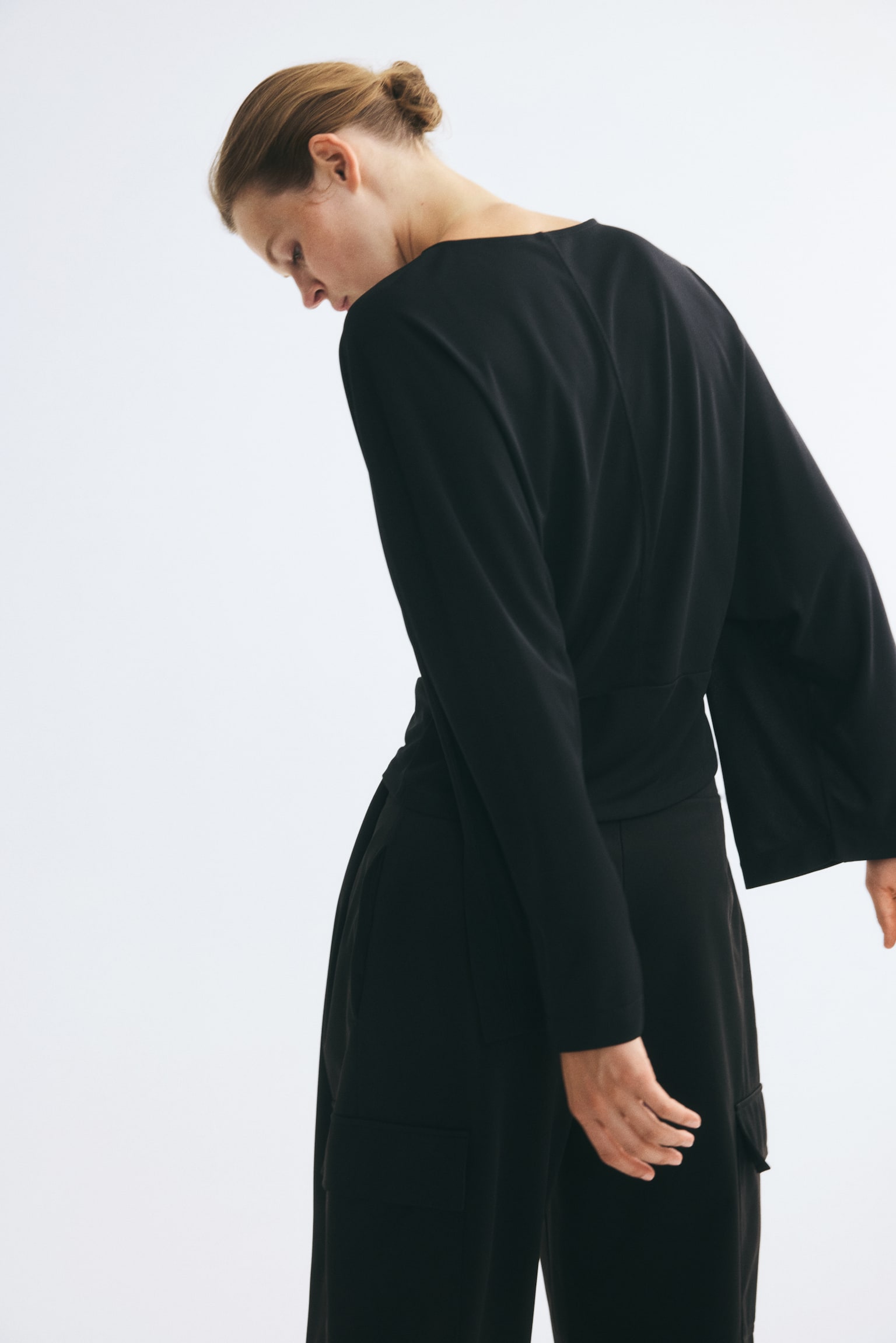 Женский топ H&M Batwing-Sleeved Jersey Top, цвет: Чёрный — фото 5