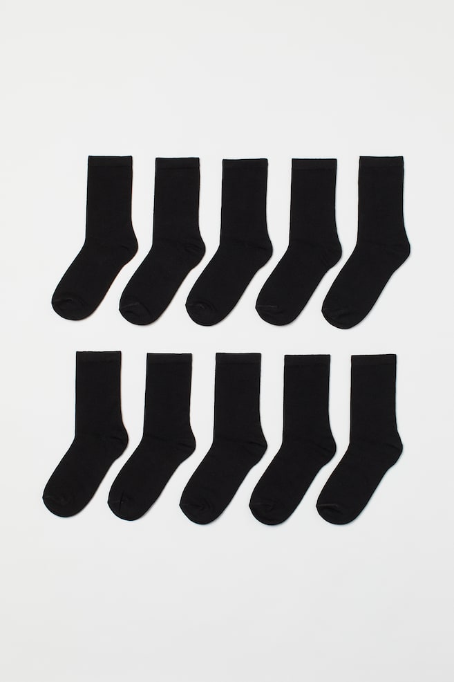 10-pack socks - Black/White/White/Beige - 1
