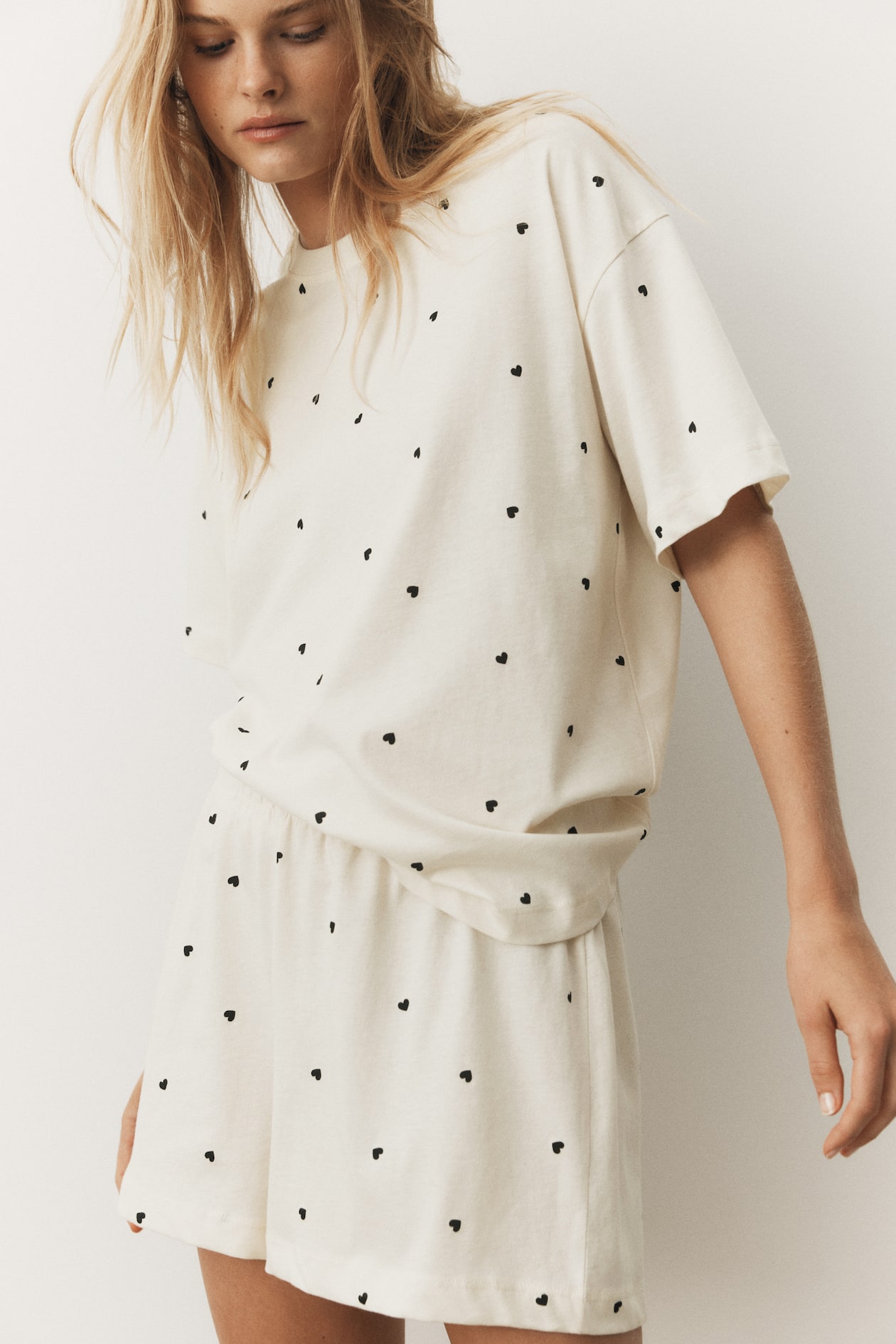 Pyjama imprimé - Crème/cœurs - FEMME | H&M FR