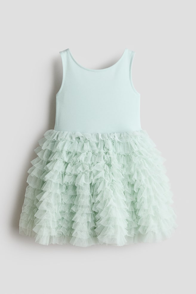 Robe avec jupe évasée - Vert clair/Blanc/pastel/Rose/pailleté/Rose - 1
