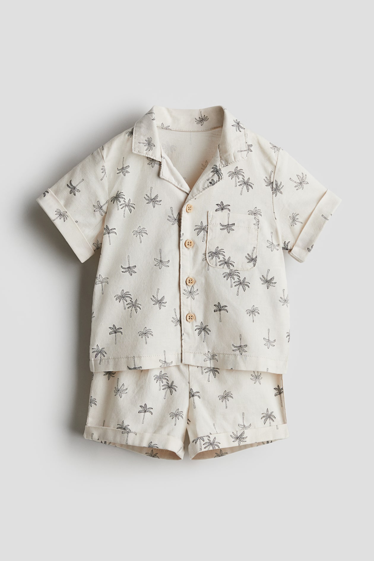 2-piece patterned set - Light beige/Palm trees - Kids | H&M GB