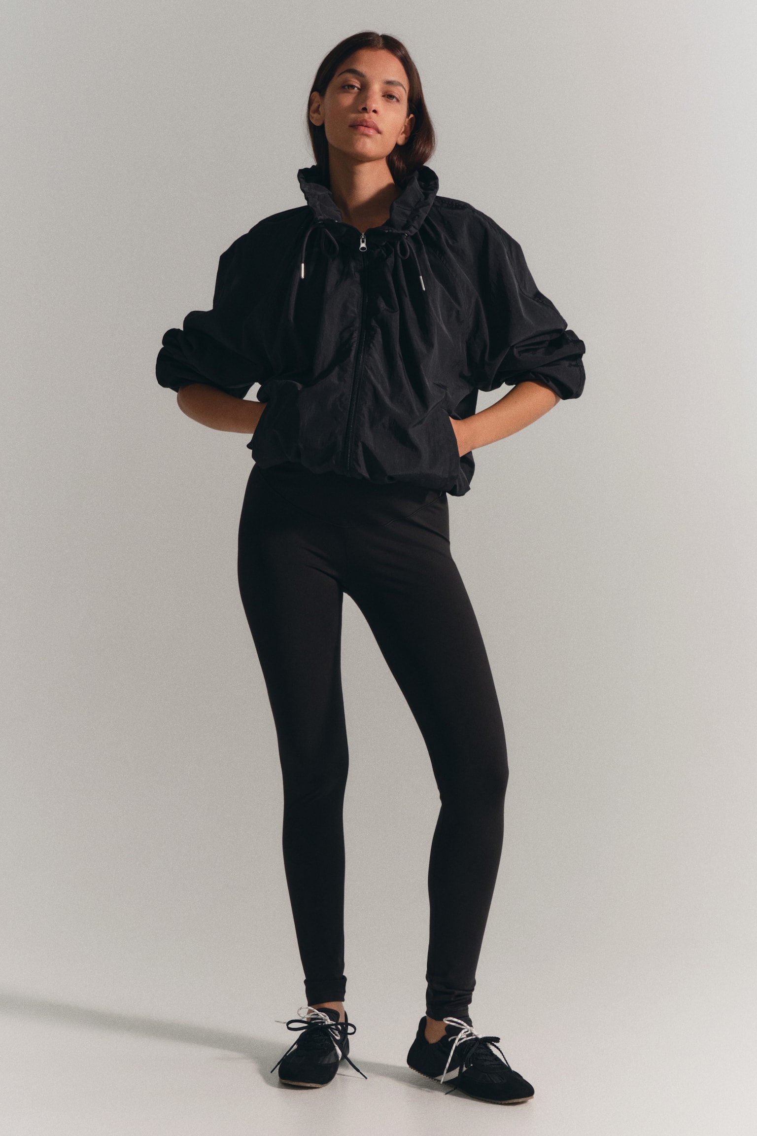 Black maternity leggings are presenting FRONT, featuring a high, over-the-belly waistband and close-fitting legs. - 1