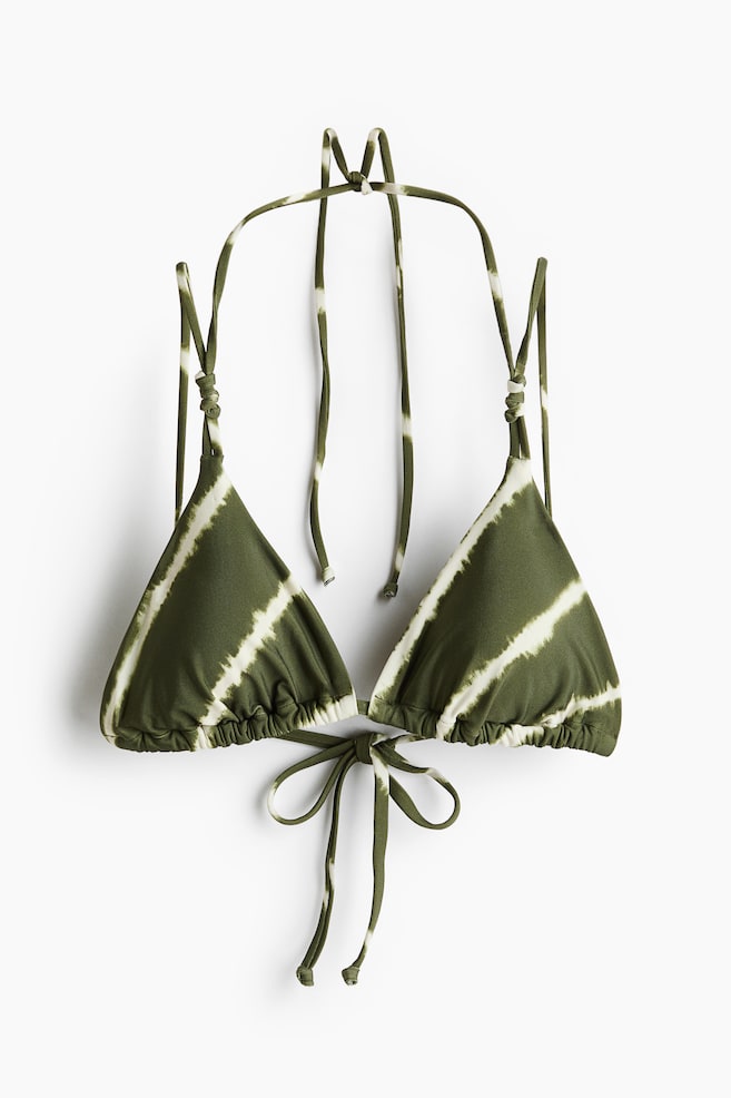 Padded triangle bikini top - Dark green/Striped/Light beige/Leopard print/Green - 1