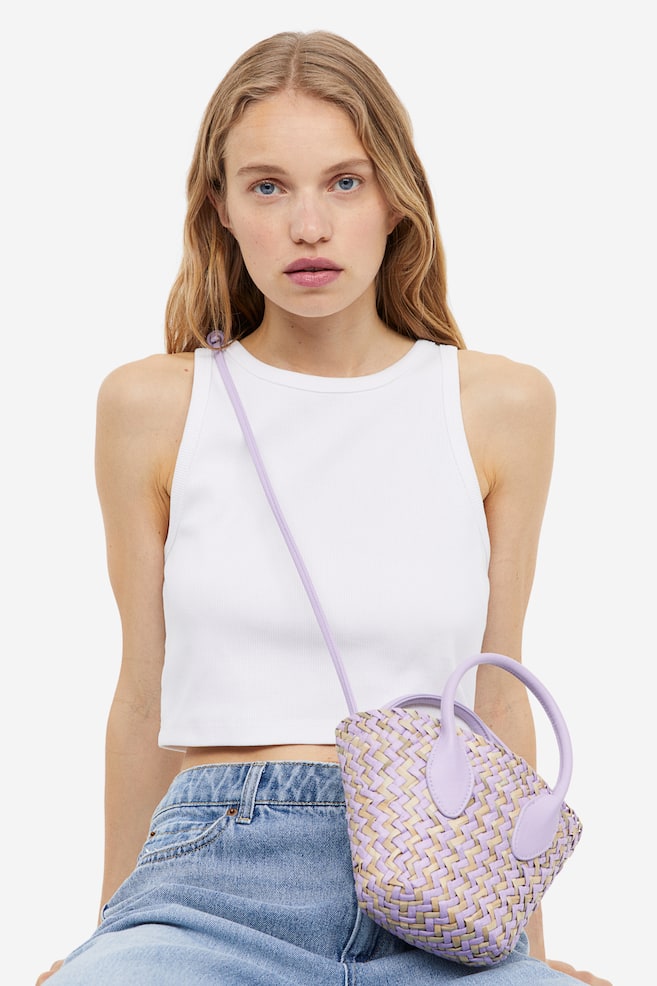 Drawstring-detail shoulder bag - Purple/Beige/Beige/Bright pink/Beige/Beige/White - 1