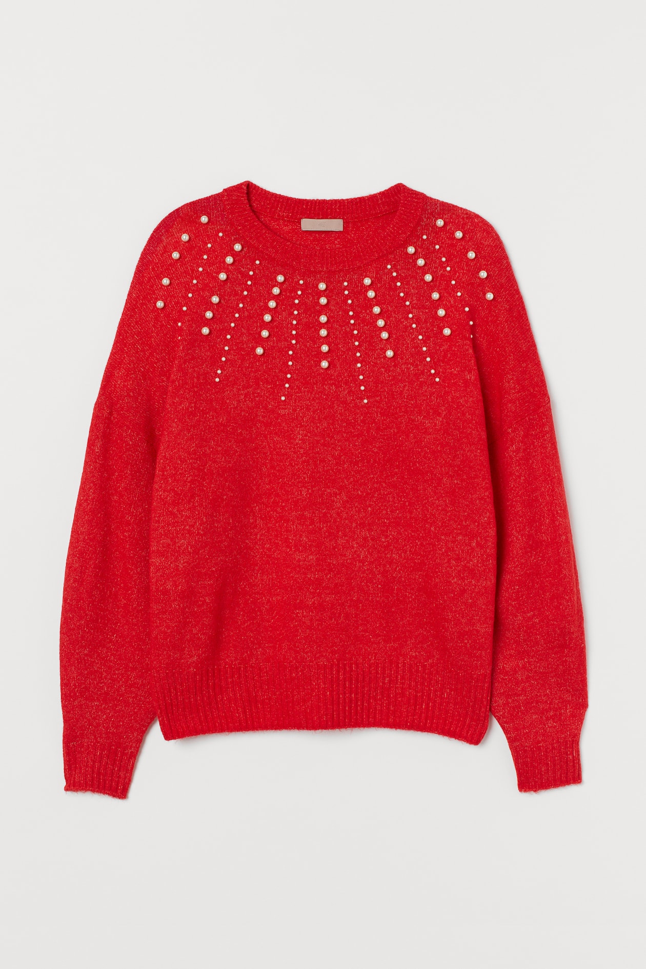H&m Oversize Pullover Rot Damen H&M+ Pullover Mit Perlen Rot