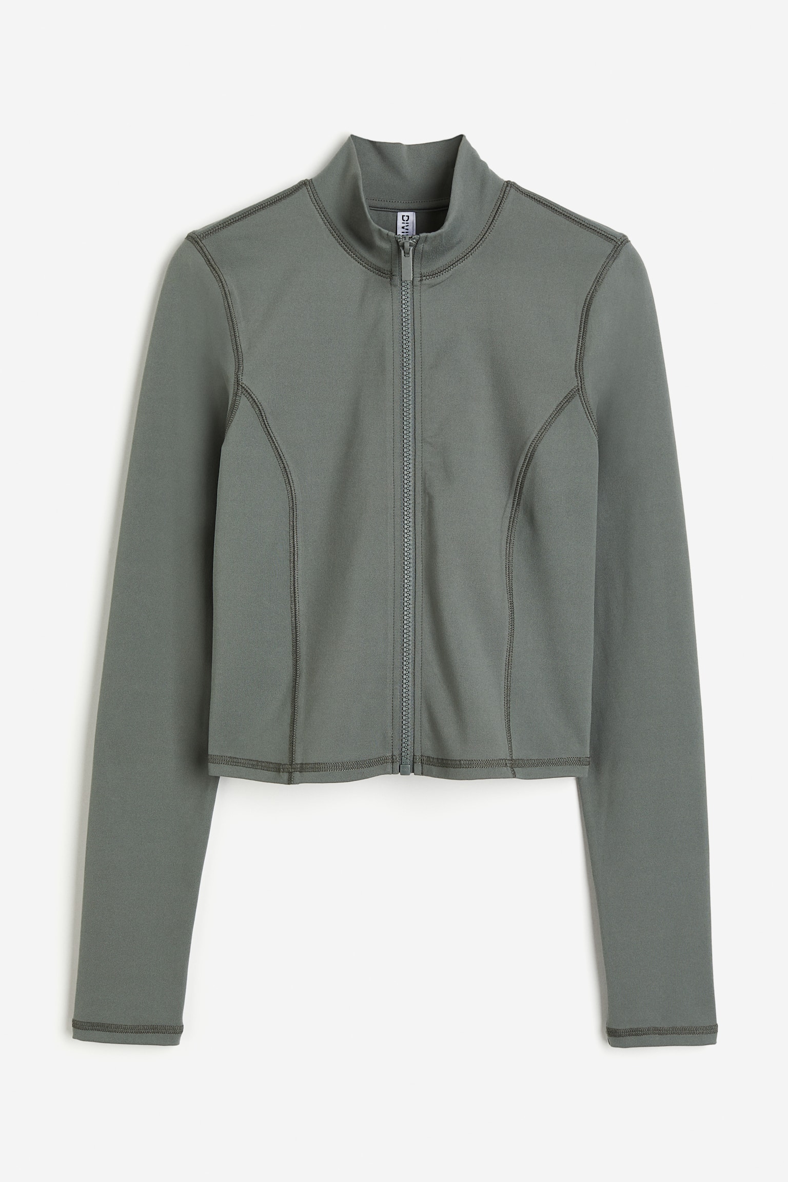 Zip Up Top - Dusty green/Black - 2