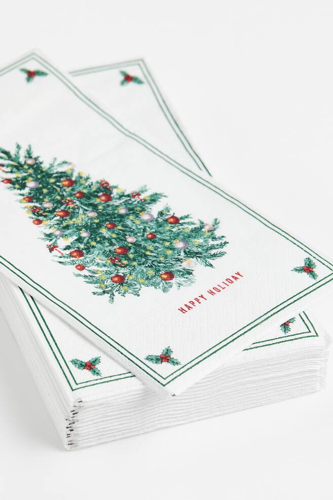 15-pack paper napkins - White/Christmas tree - 2