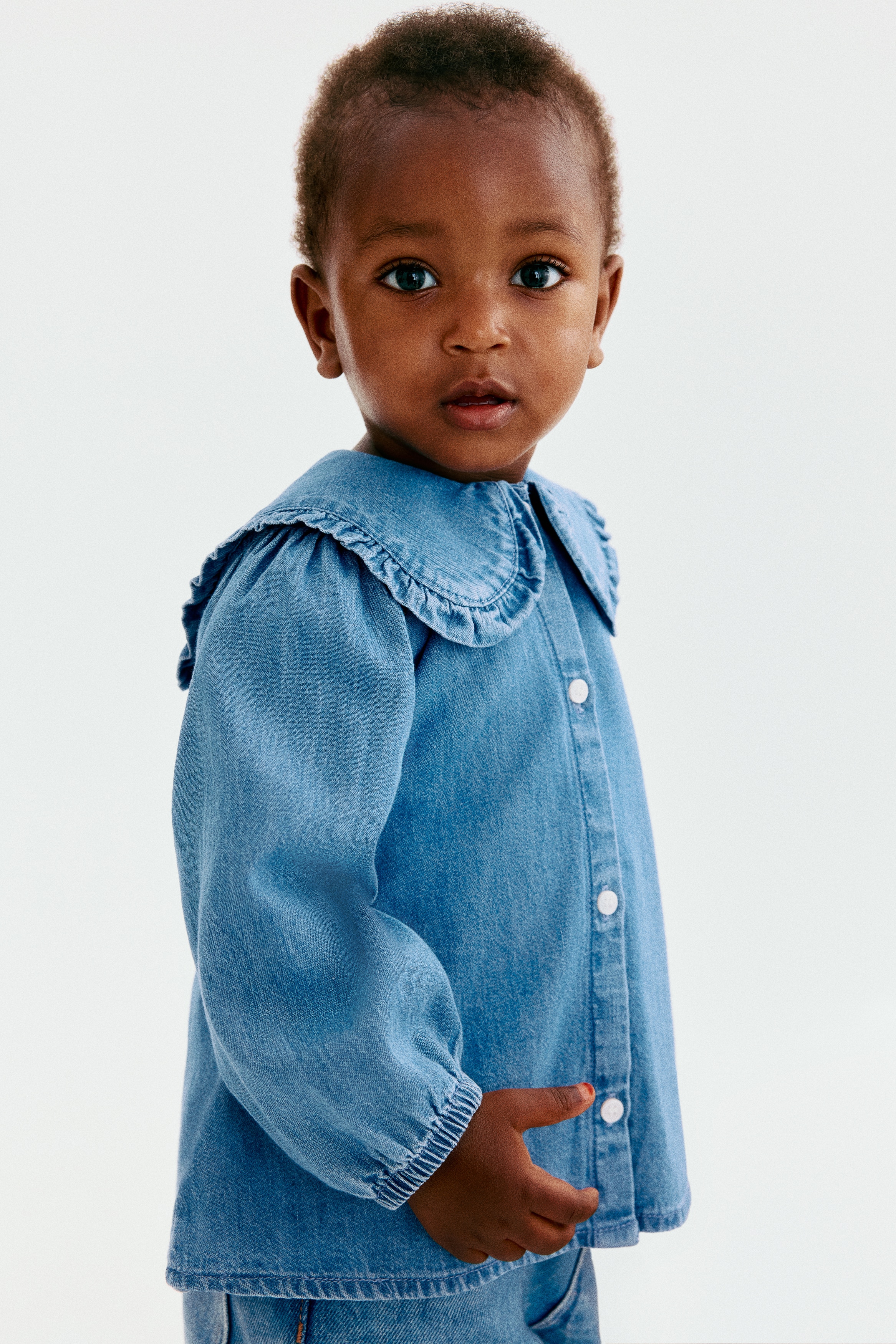 Collared blouse - Denim blue