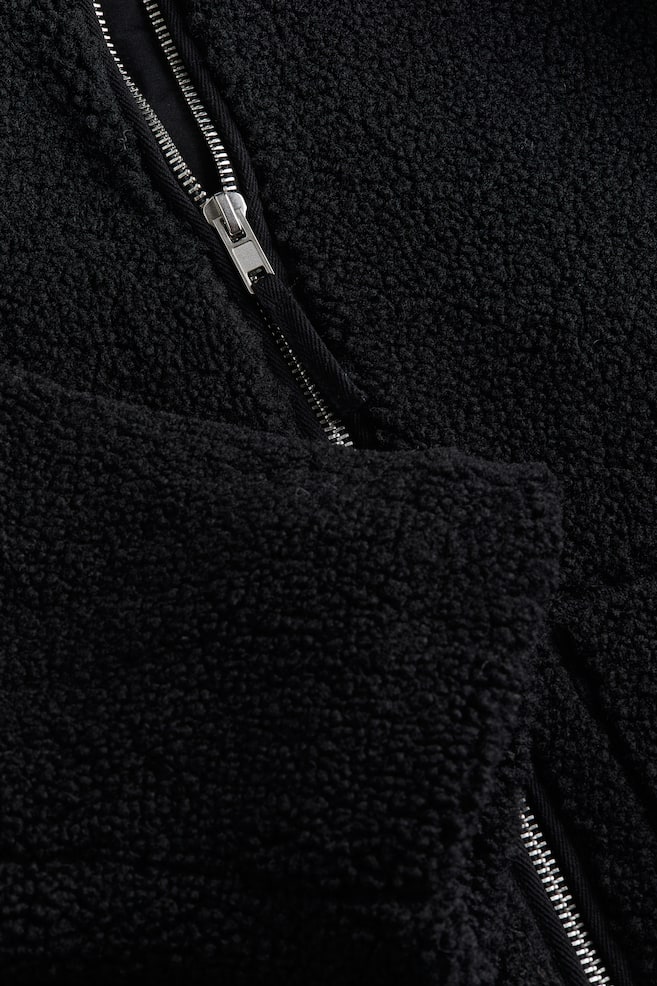 Zip-through teddy jacket - Black - 4
