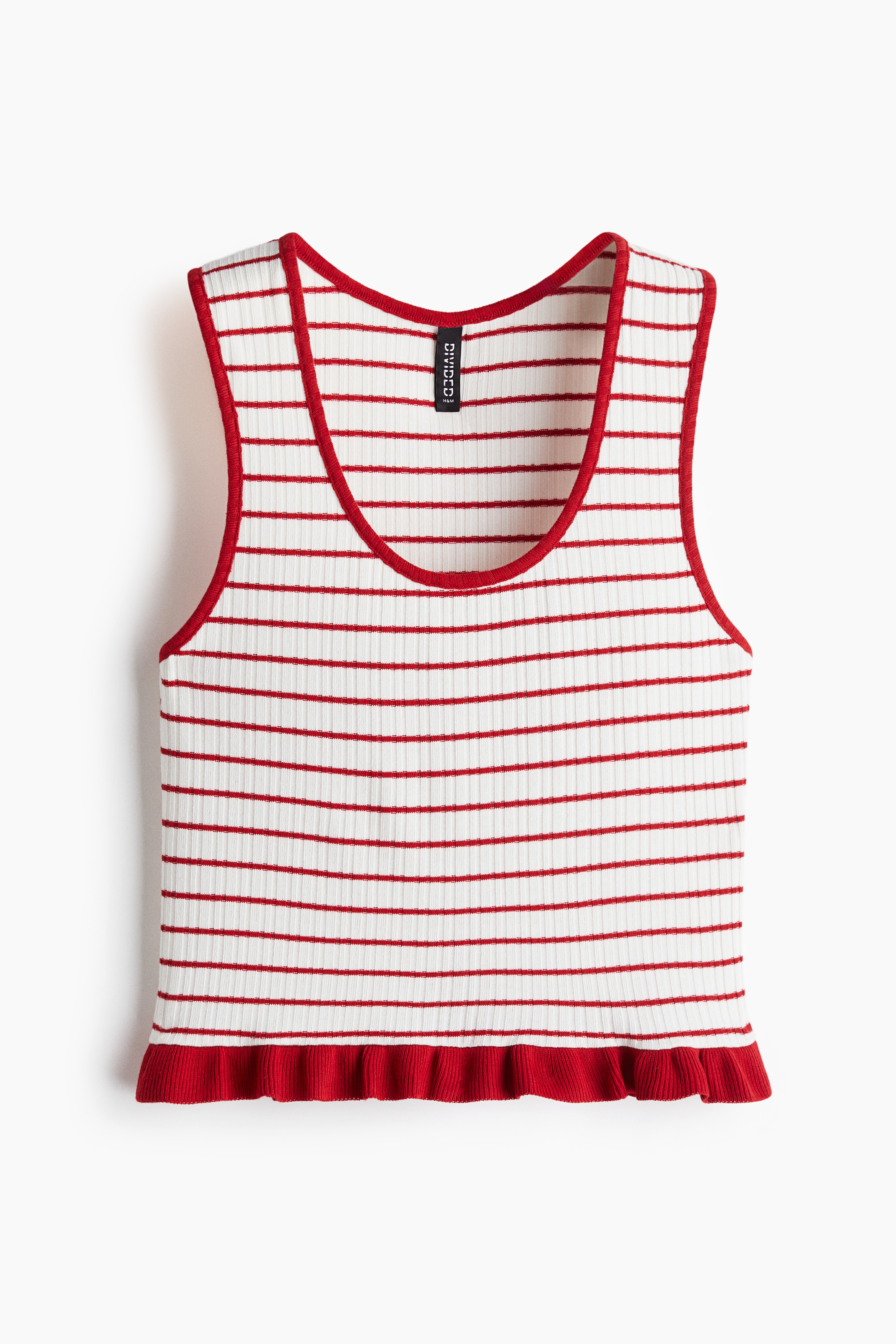 Top con ribete de volantes - Rojo/Rayas/Azul claro/Rayas