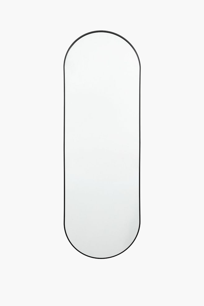 Wooden Frame Oval Long Mirror 50 X 150cm - Black - 1