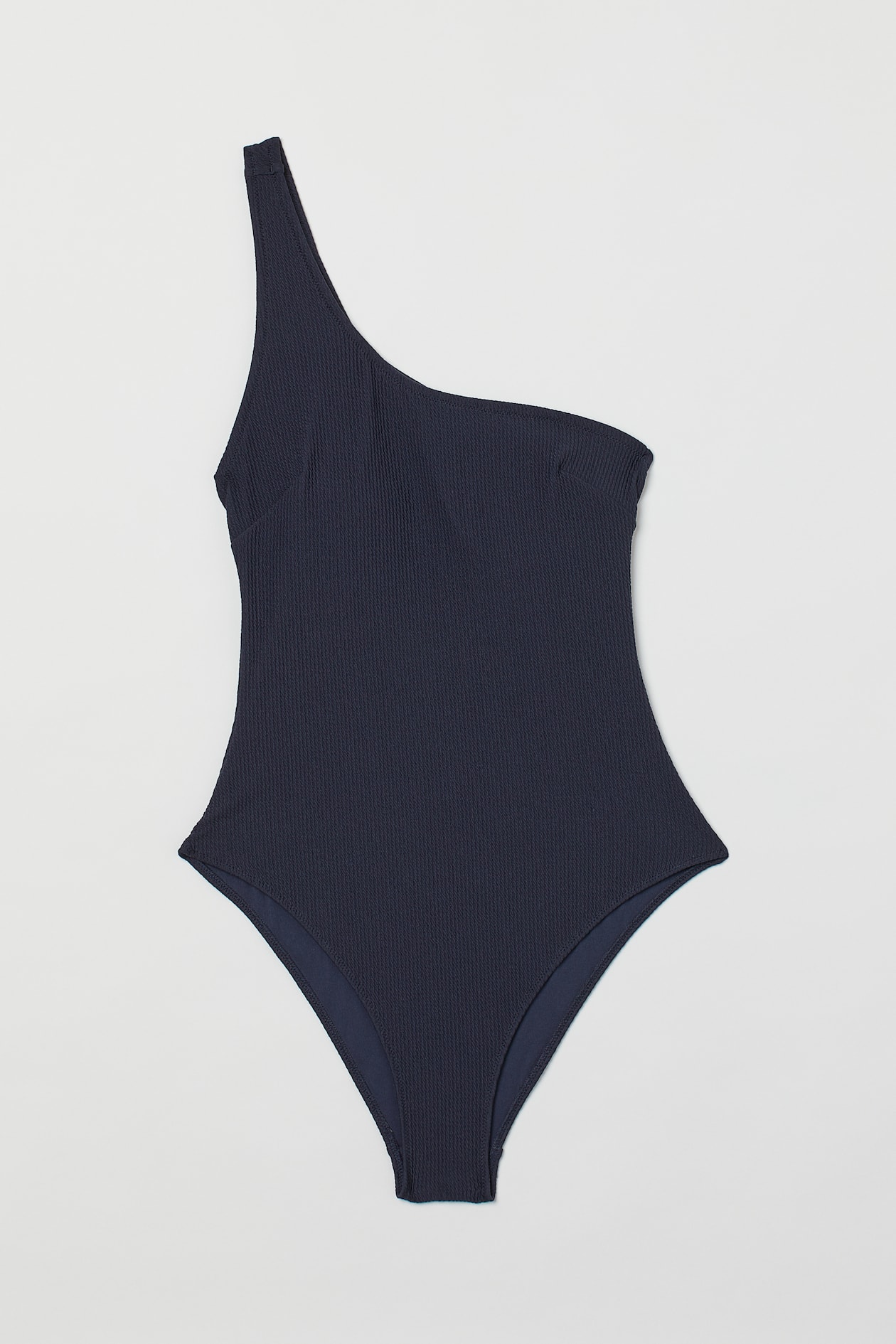 One-shoulder Swimsuit - Sleeveless - Navy blue - Ladies | H&M US