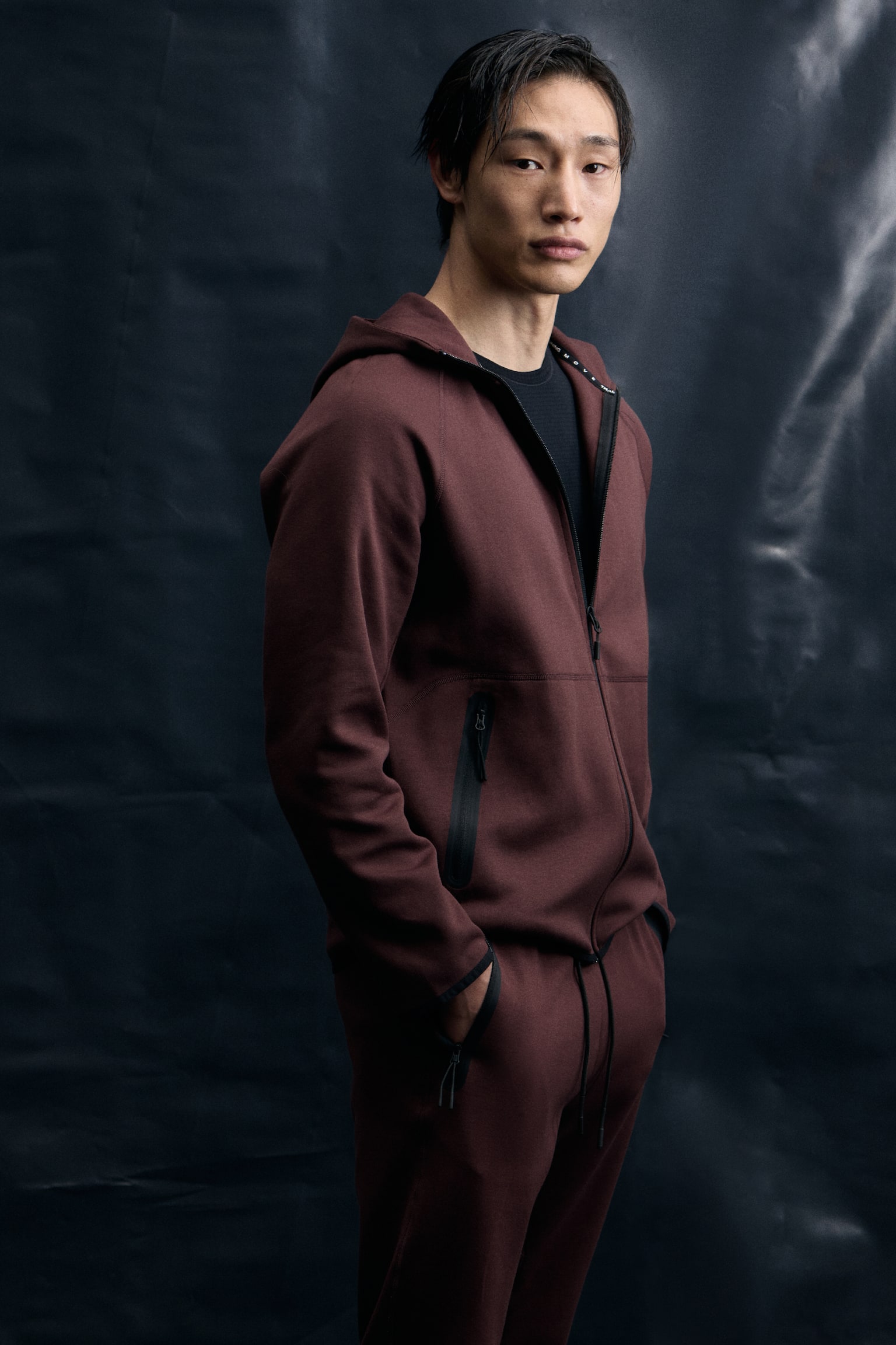 Sports zip-through hoodie with DryMove™ - Dark brown/Black/Grey marl/Dark grey/Dark green - 3