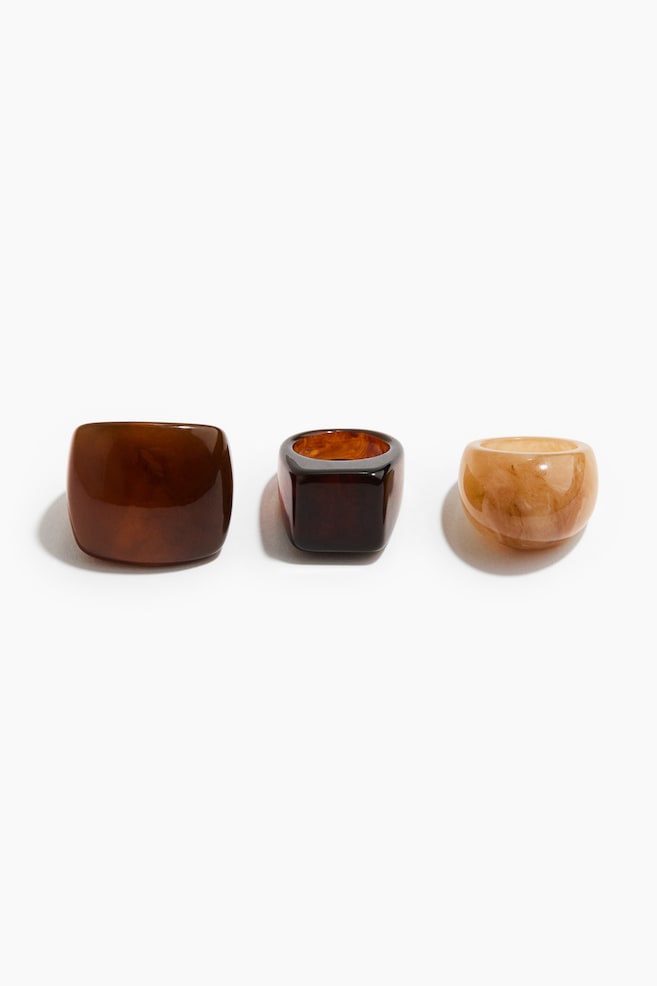 3-pack chunky rings - Brown/Dark brown/Beige - 1
