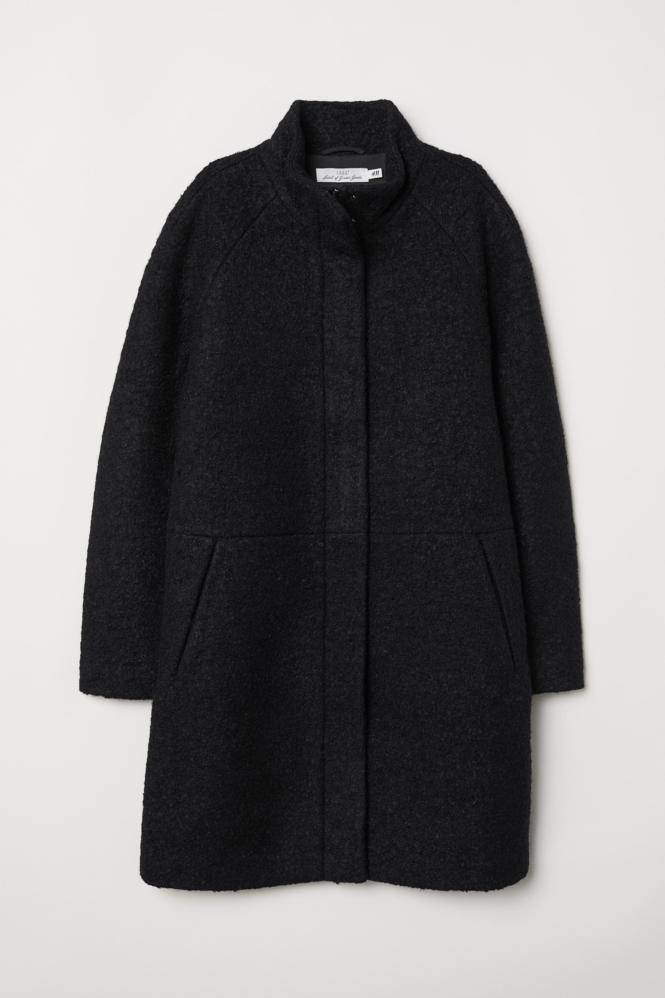 Coat with a stand-up collar - Long sleeve - Black - Ladies | H&M GB