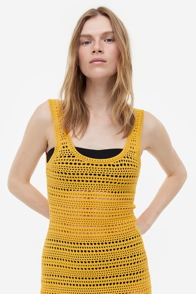 Crochet-look dress - Yellow/Cream - 3