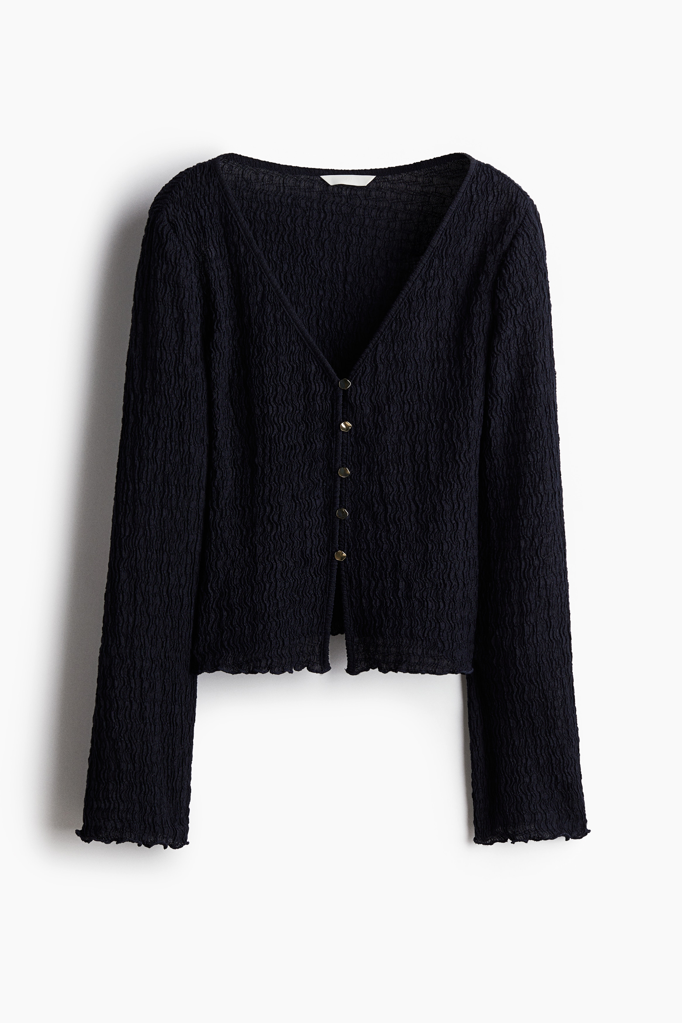 Cardigan with Overlocked Edges - Navy blue