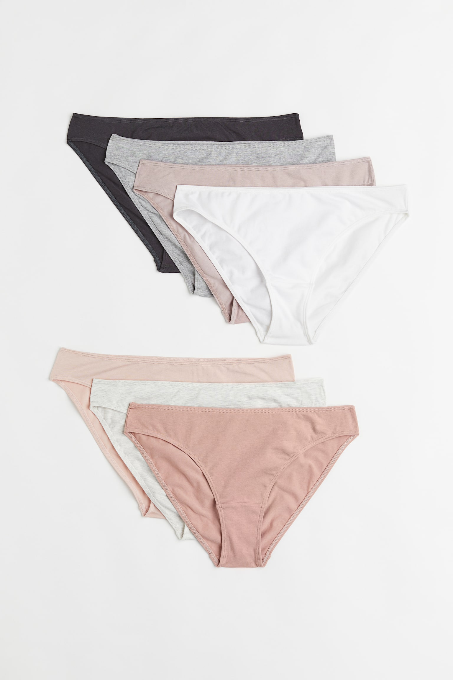 7-pack Bikini Briefs - Pink/Light grey marle/Powder pink/Grey marle - 1