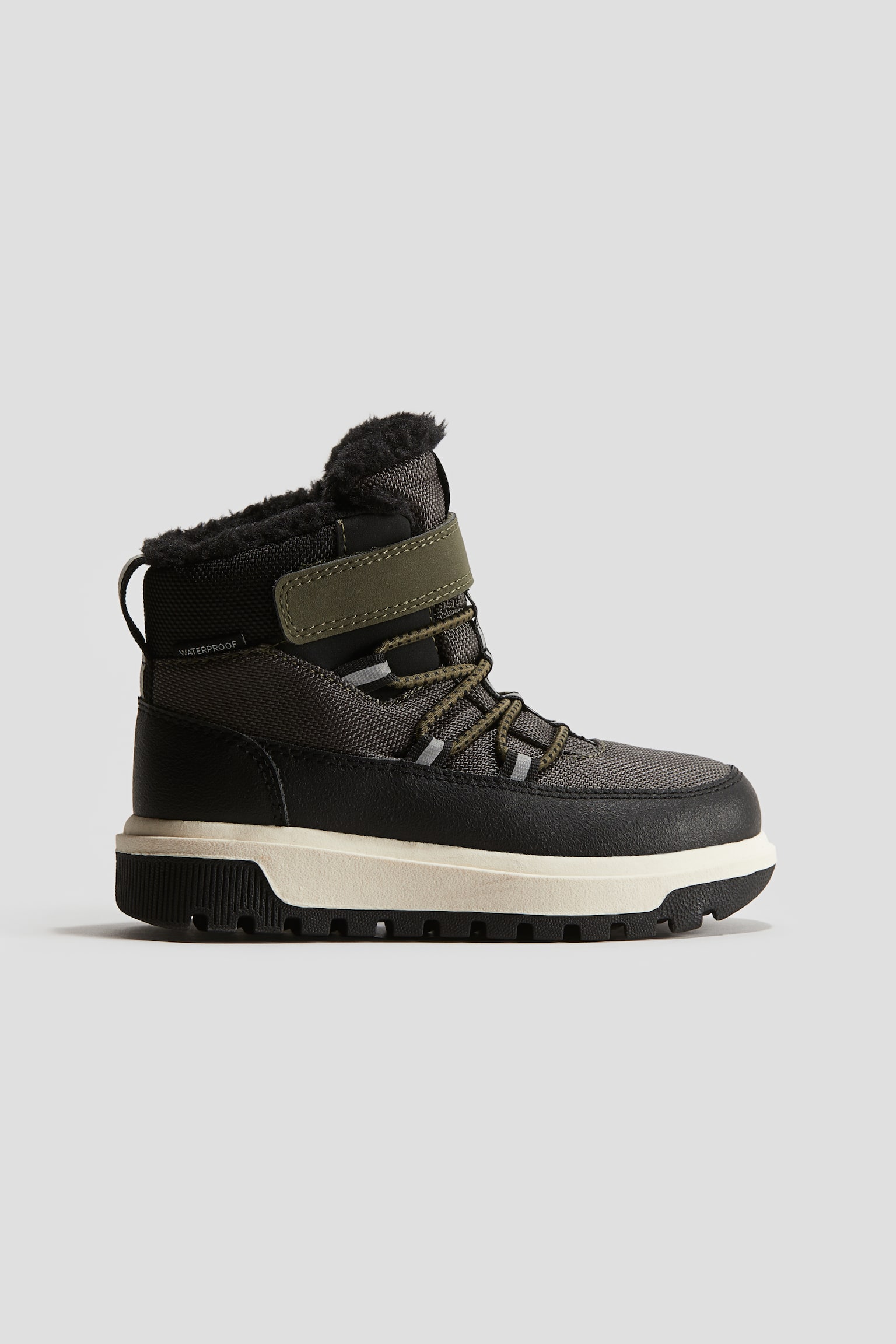 Waterproof hi-top trainers - Khaki green/Black - 1