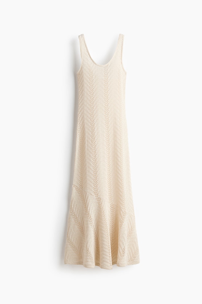 Crochet-Look Midi Dress - Light beige - 1