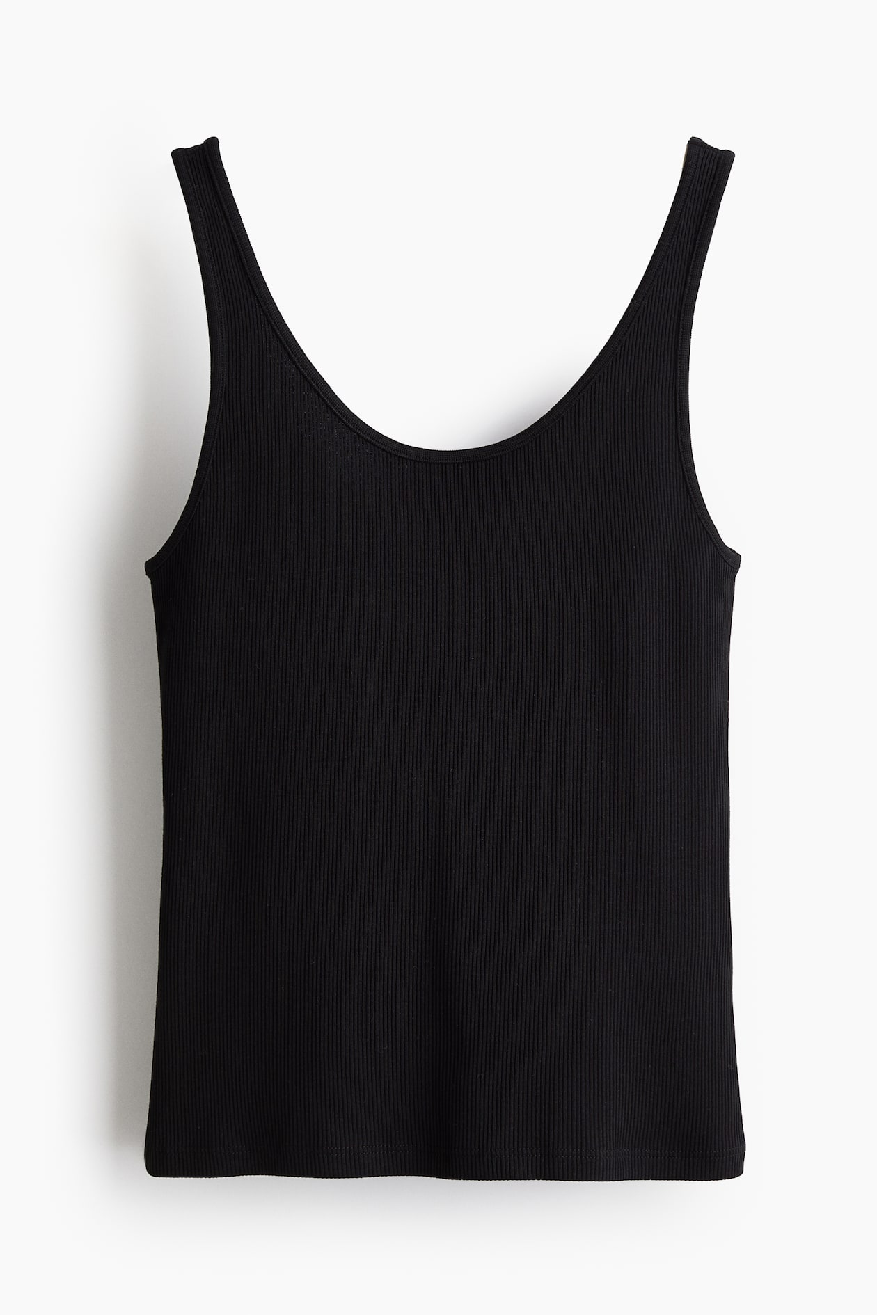 Ribbed vest top Deep neckline Sleeveless Black Ladies H&M GB