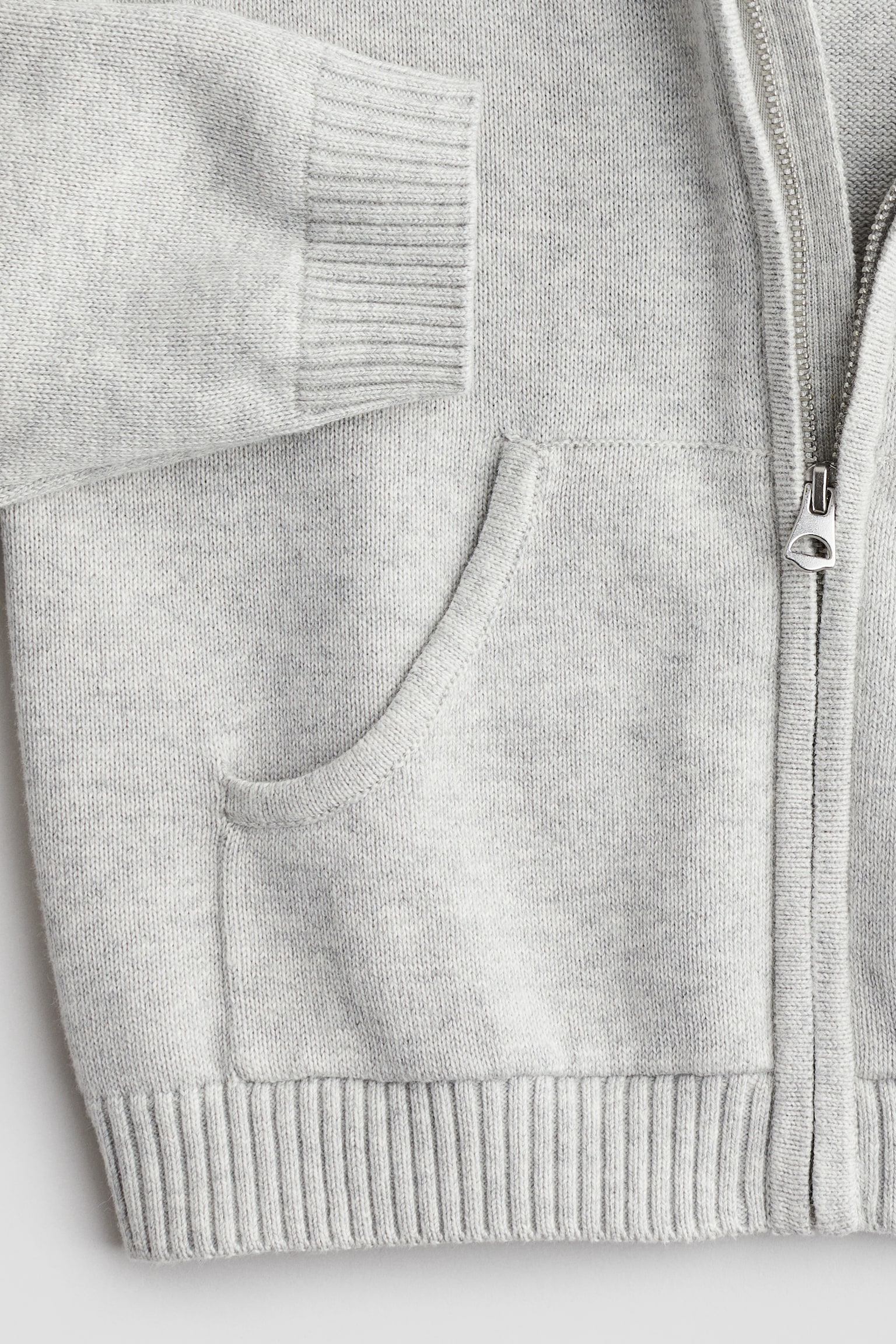 Cotton-knit hoodie - Light grey marl/Light dusty pink - 6