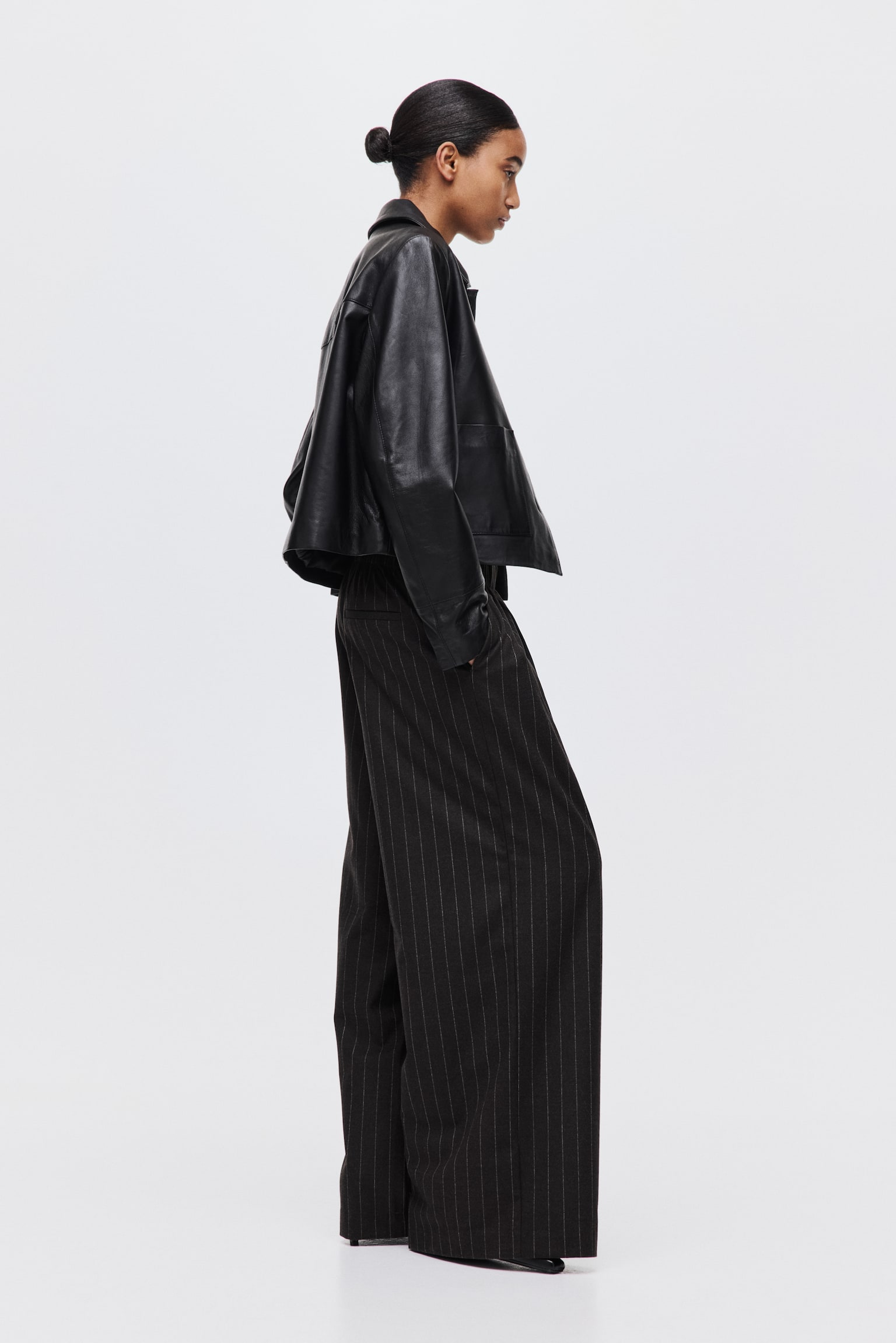 Женские брюки H&M Wide-Leg Pull-On, цвет: Тёмный коричневый — фото 2