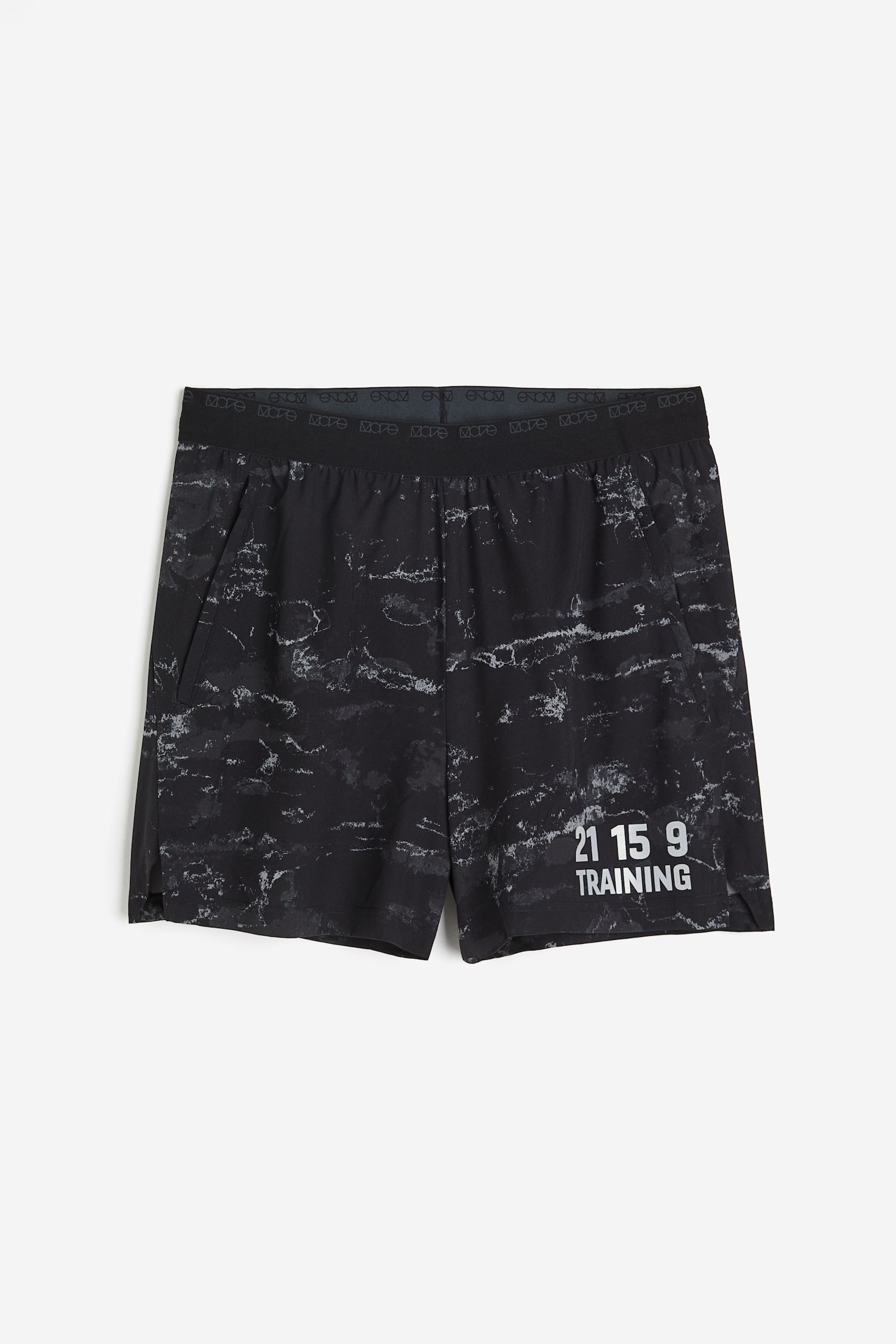 Mid Length Activewear Shorts In DryMove™ - Black/Pattern - 2