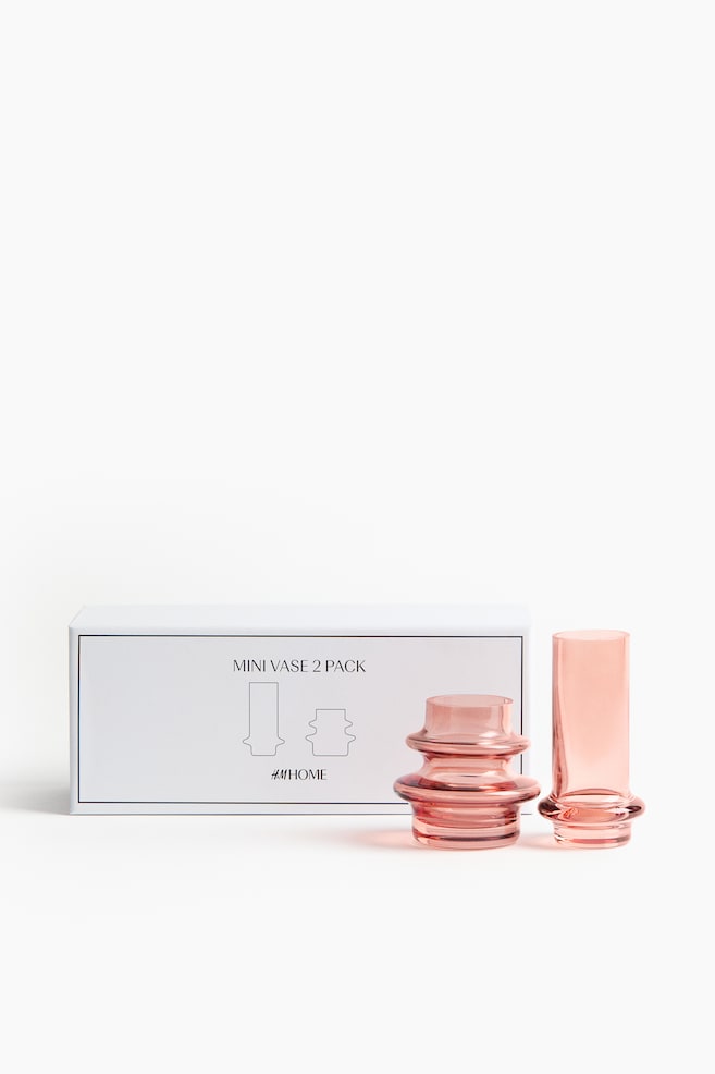 Lot de 2 mini vases en verre - Rose/Transparent - 1