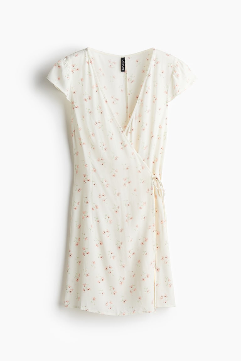white christmas dresses Black and Cream Floral Wrap Dress main image 0