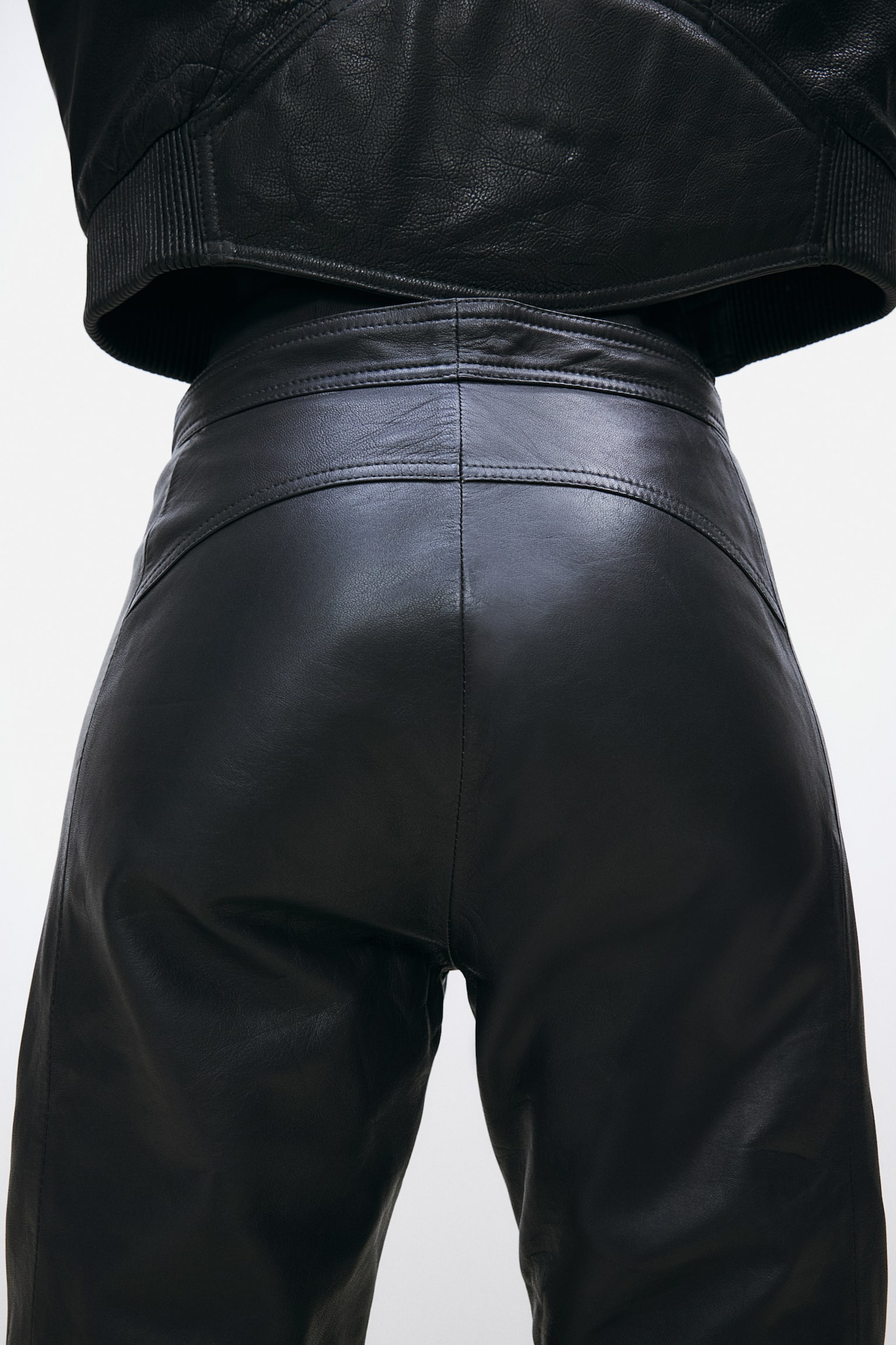 Leather biker trousers - Dark grey - 5