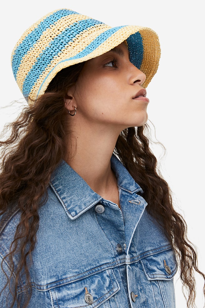 Crochet-look bucket hat - Beige/Turquoise striped/Beige/Striped/Light beige/Striped - 3