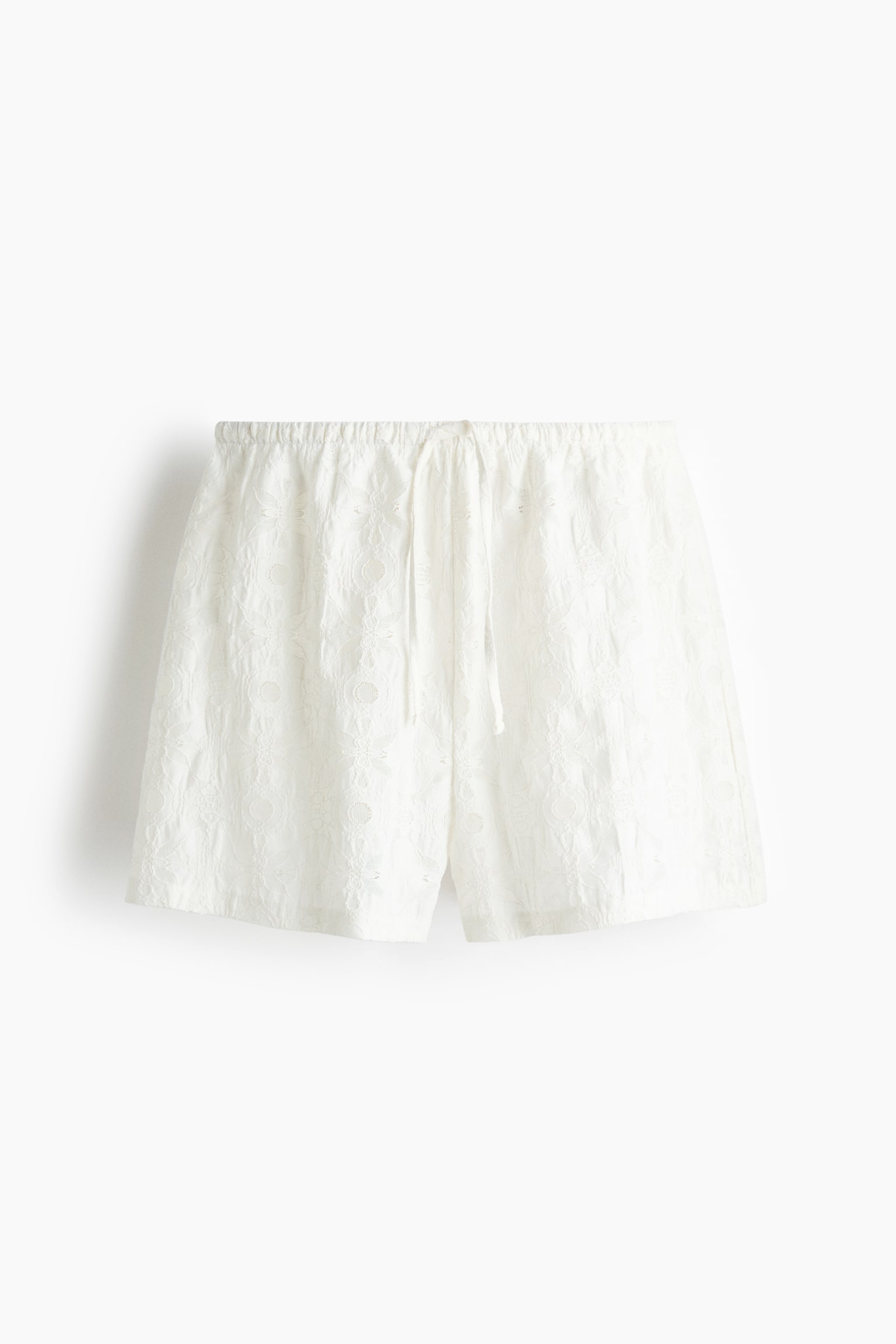 Pantalón corto en jacquard con cordón de ajuste - Marfil - 1