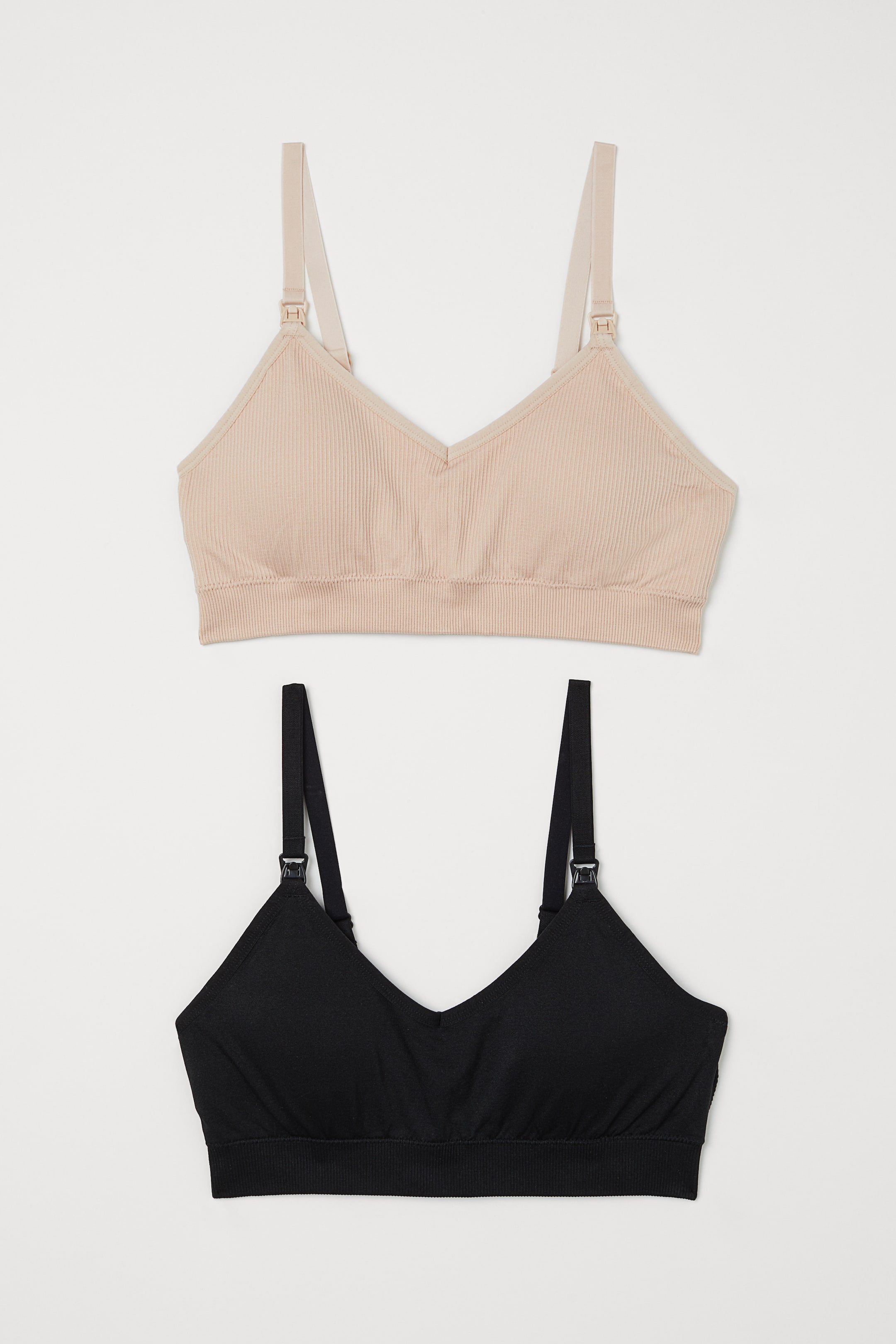 Vis større bilde: MAMA 2-pack amme-bh - Pudderbeige/Sort - DAME | H&M NO 1