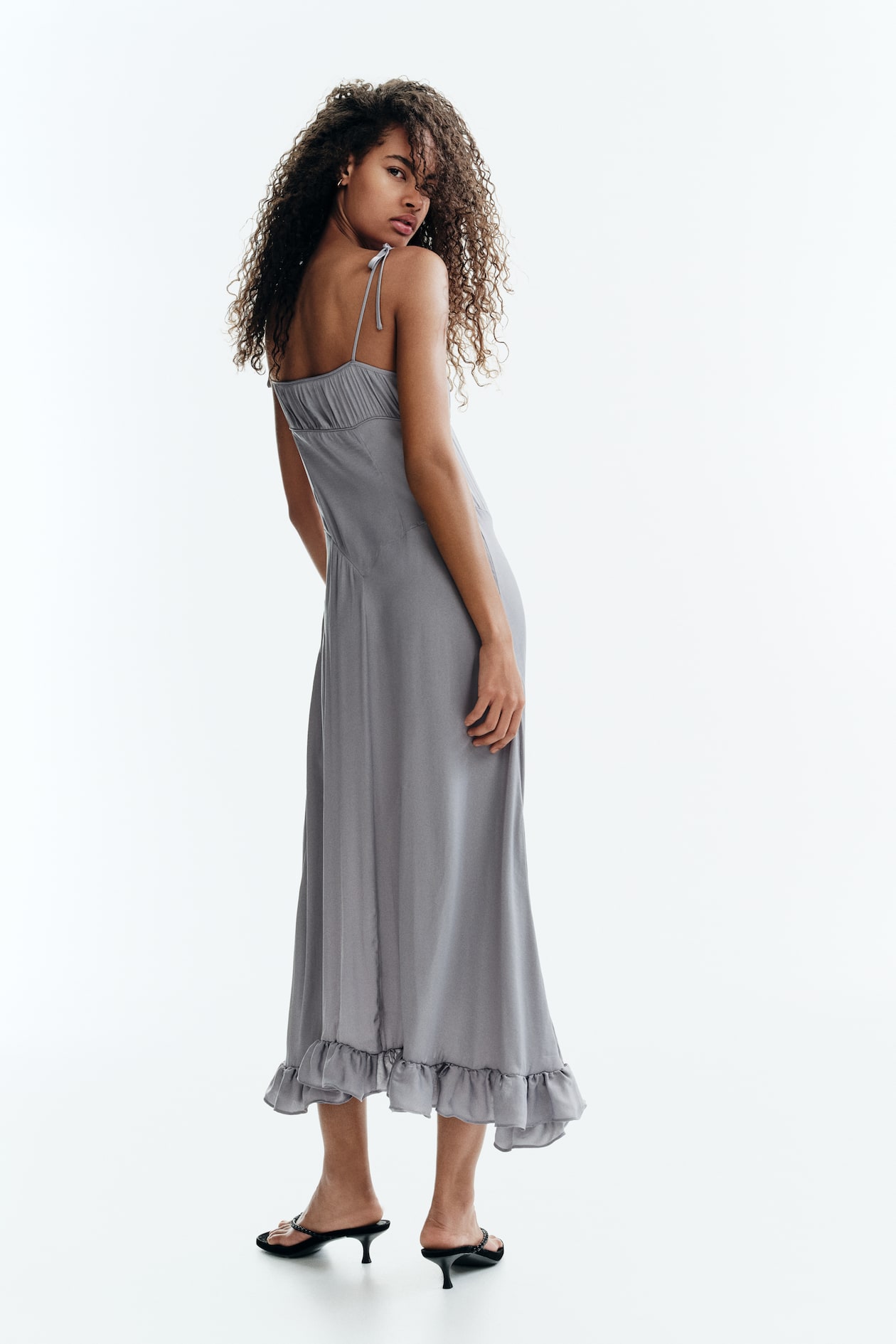 Ruffle-Trimmed Dress with Tie Shoulder Straps - image 2