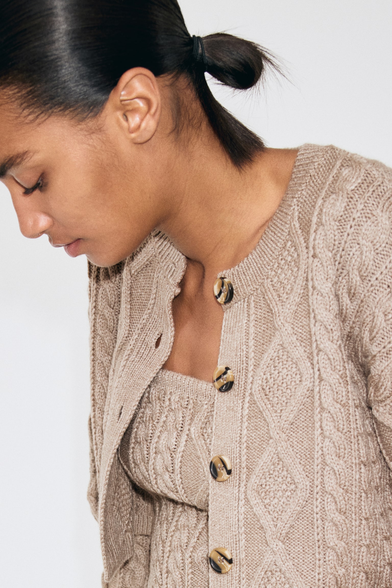 Kardigan w warkoczowy splot - Mole - 3