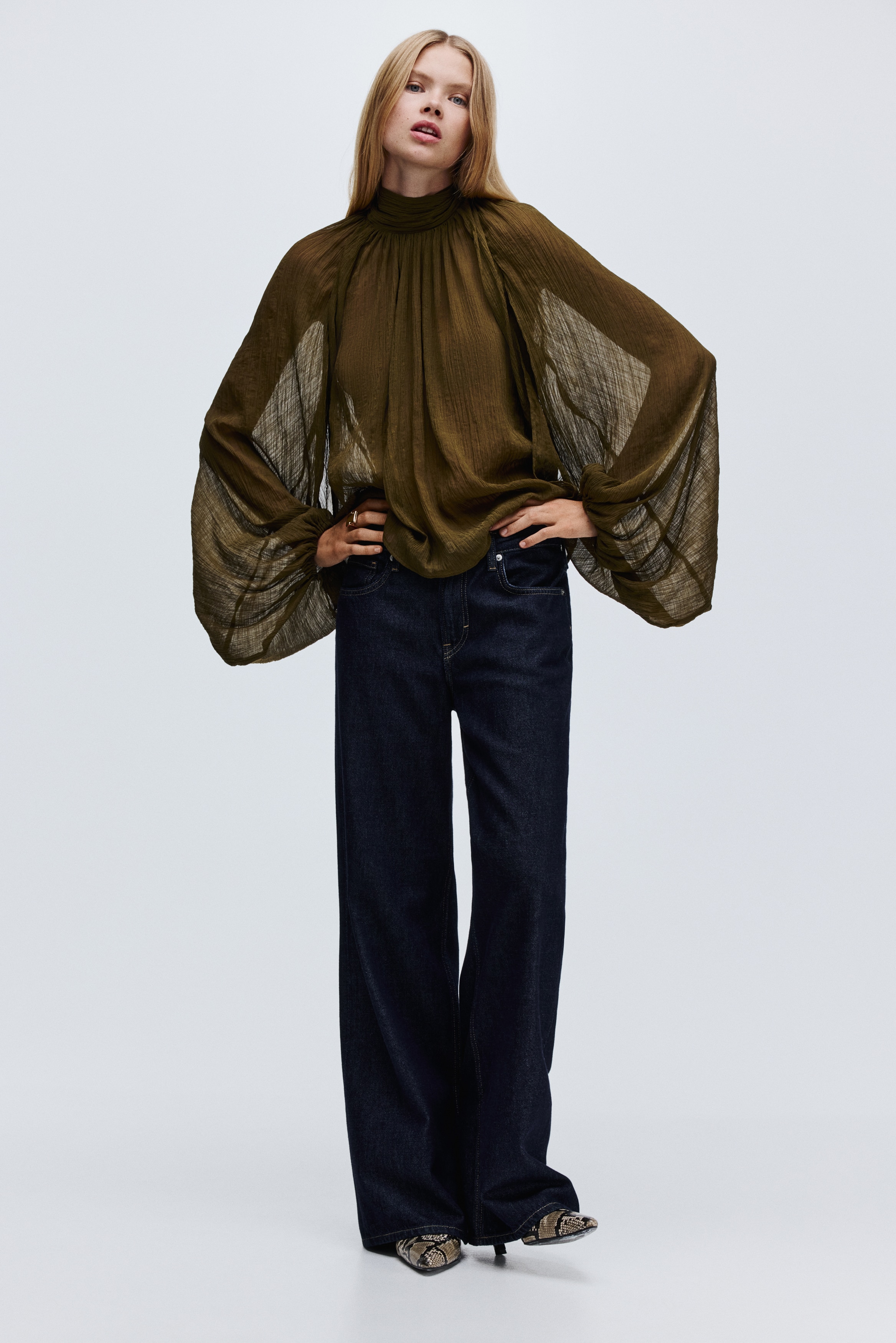 H & M - タイネックブラウス - グリーン H & M - タイネックブラウス - グリーン